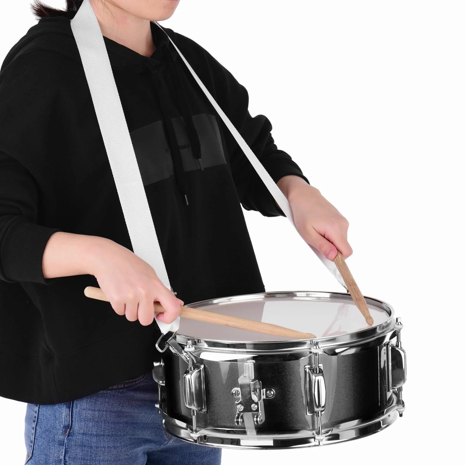 Werbel 12-calowy (30 cm) z pałeczkami perkusyjnymi, pasek na ramię, klucz do perkusji, instrument perkusyjny dla studentów początkujących, marszowy werbel przenośny, zestaw werbli marszowych