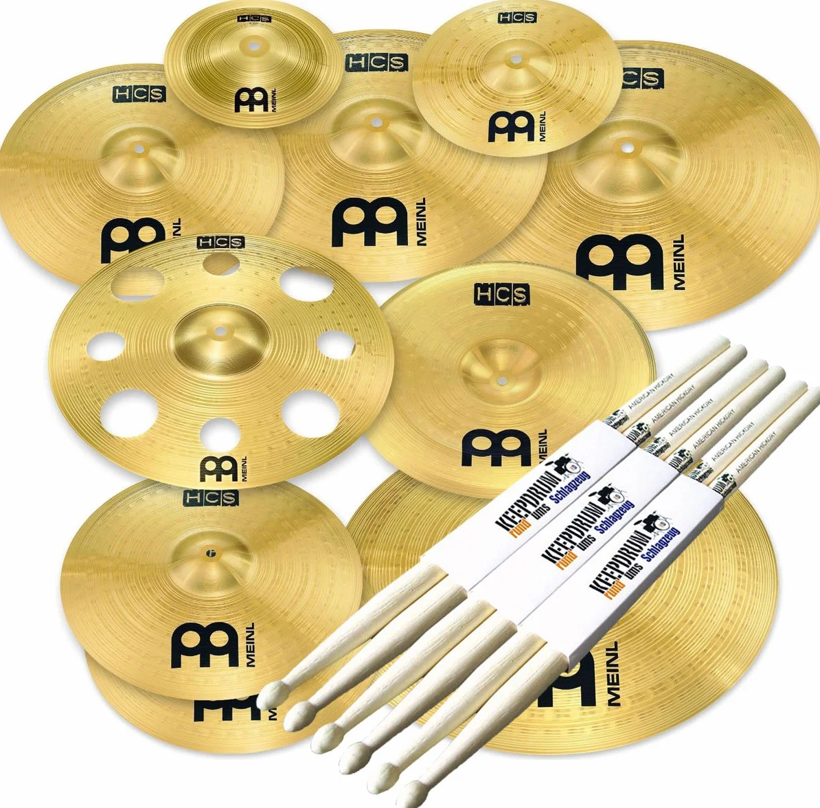 Meinl Cymbals HCS-SCS1 Ultimate Cymbal zestaw 9-częściowy + pałeczki perkusyjne keepdrum 3 pary