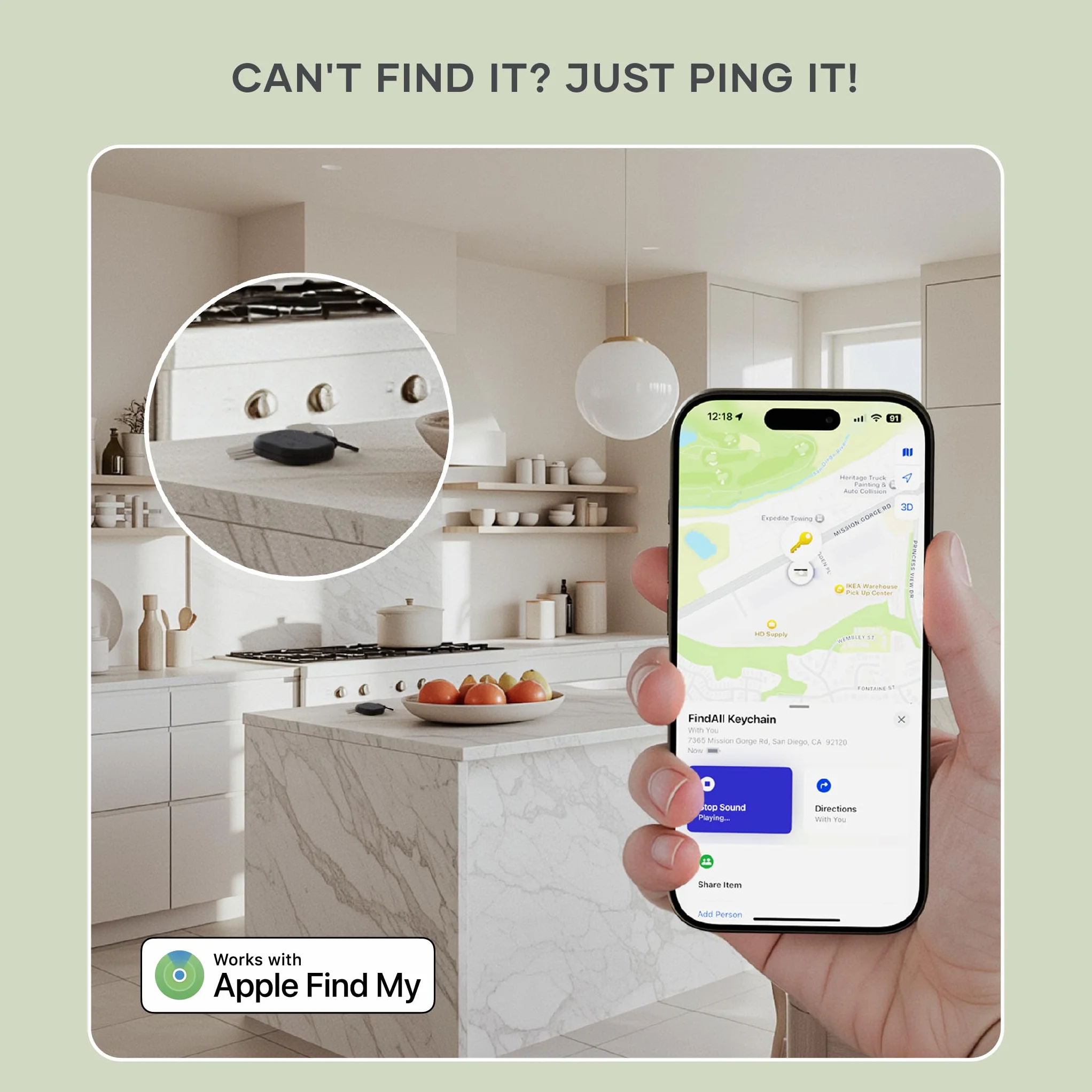 SATECHI FindAll Lokalizator Kluczy Z Funkcją Apple Find My, Ładowaniem Bezprzewodowym, Głośnym Alertem Dźwiękowym, Lokalizatorem GPS Do Kluczy iPhone 17 16 15, iPad, Mac I Innych – Czarny