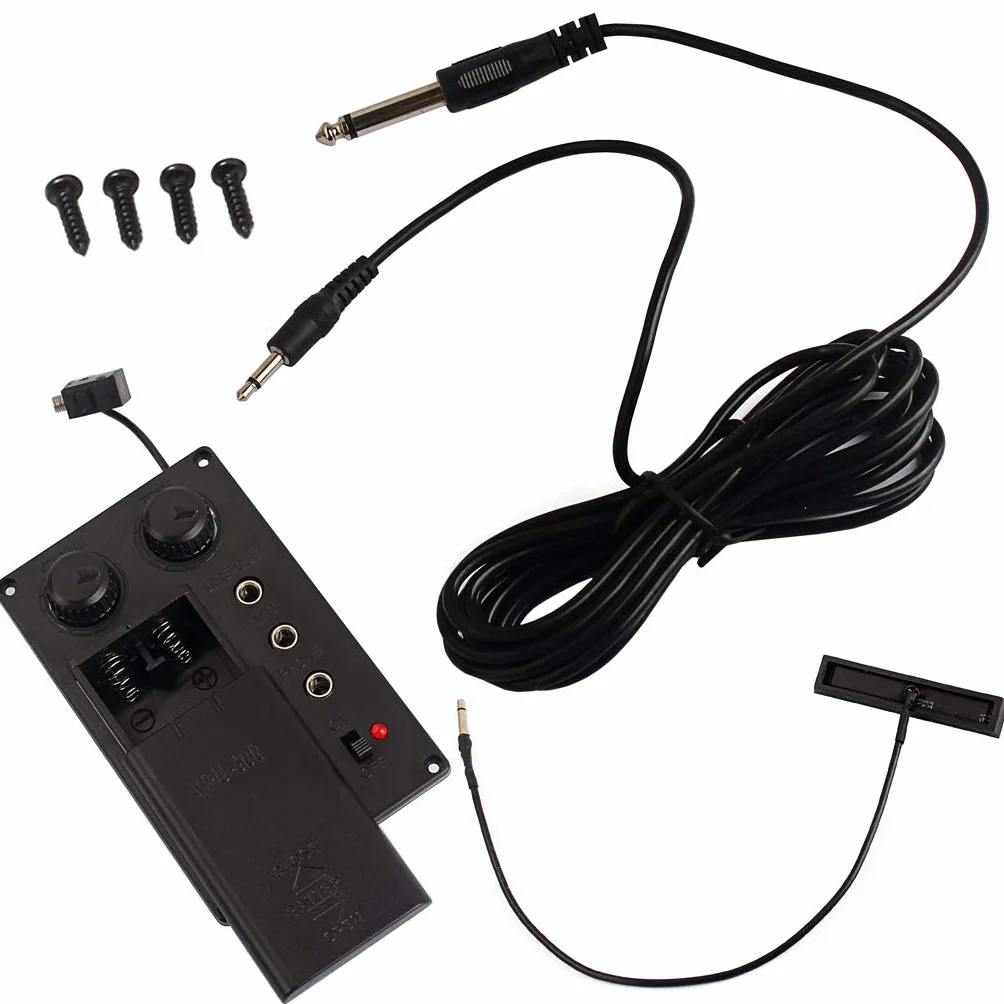 Alnicov Black Electric Violine Silent EQ przetwornik muzyczny piezo z otworem wtykowym kabel skrzypce strój części instrumentów strunowych