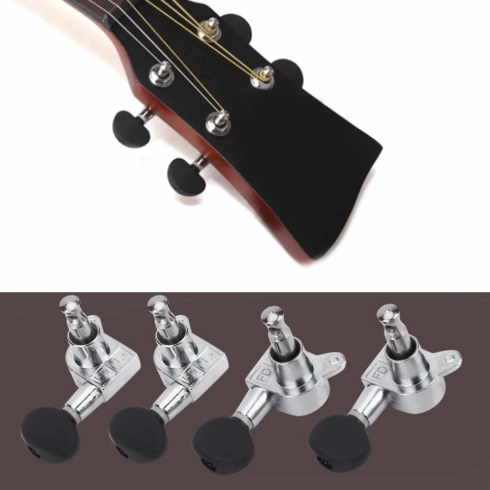 Dilwe Tunery ukulele, 2R 2L zamknięte stop aluminium ukulele do tuningu śledzi maszynowych z akcesoriami instalacyjnymi