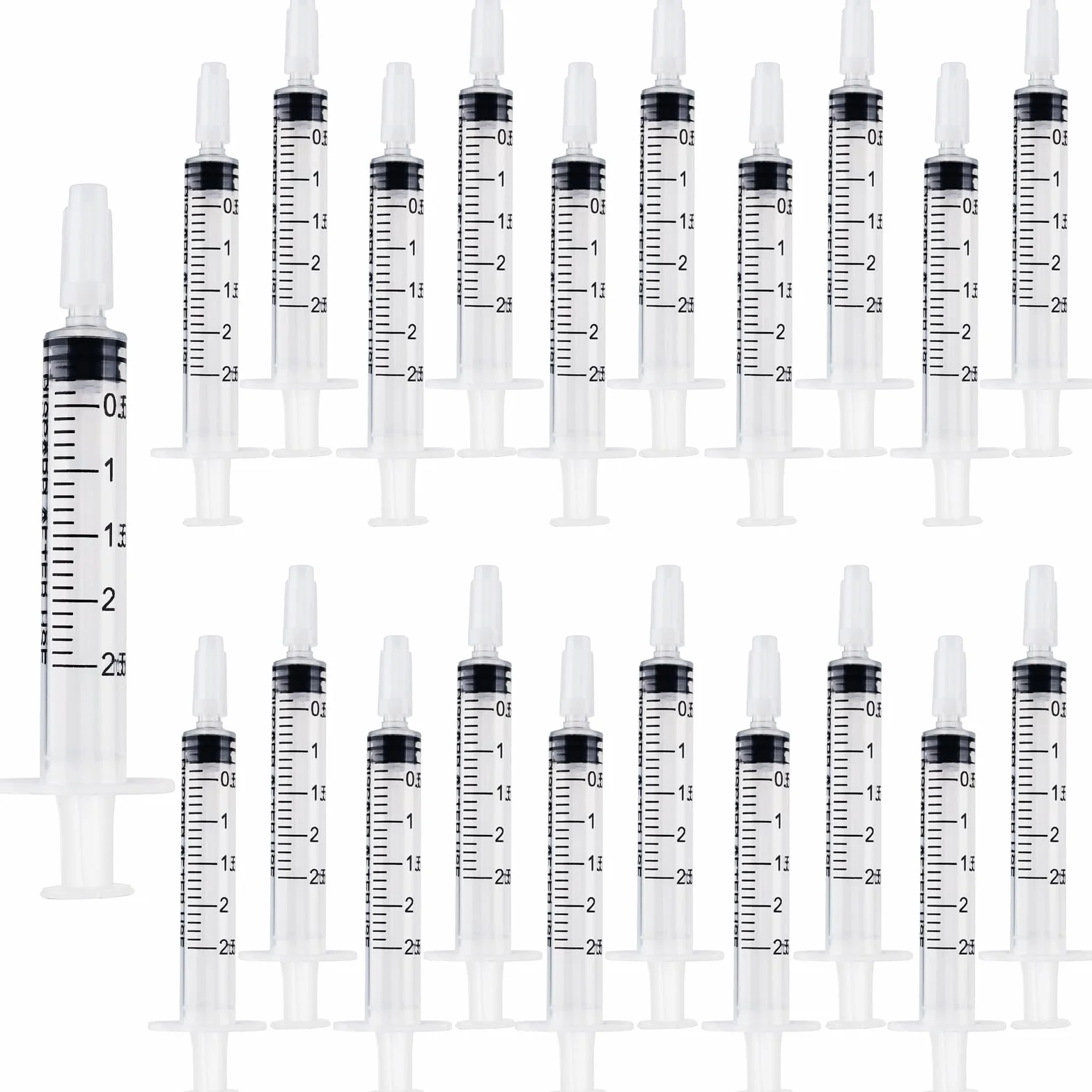 Strzykawki 2,5 ml, 20 sztuk jednorazowe bez igły, plastikowa strzykawka z kołnierzem, strzykawka do pobrania kolostrum, strzykawka dozująca do karmienia małych zwierząt, laboratoria naukowe