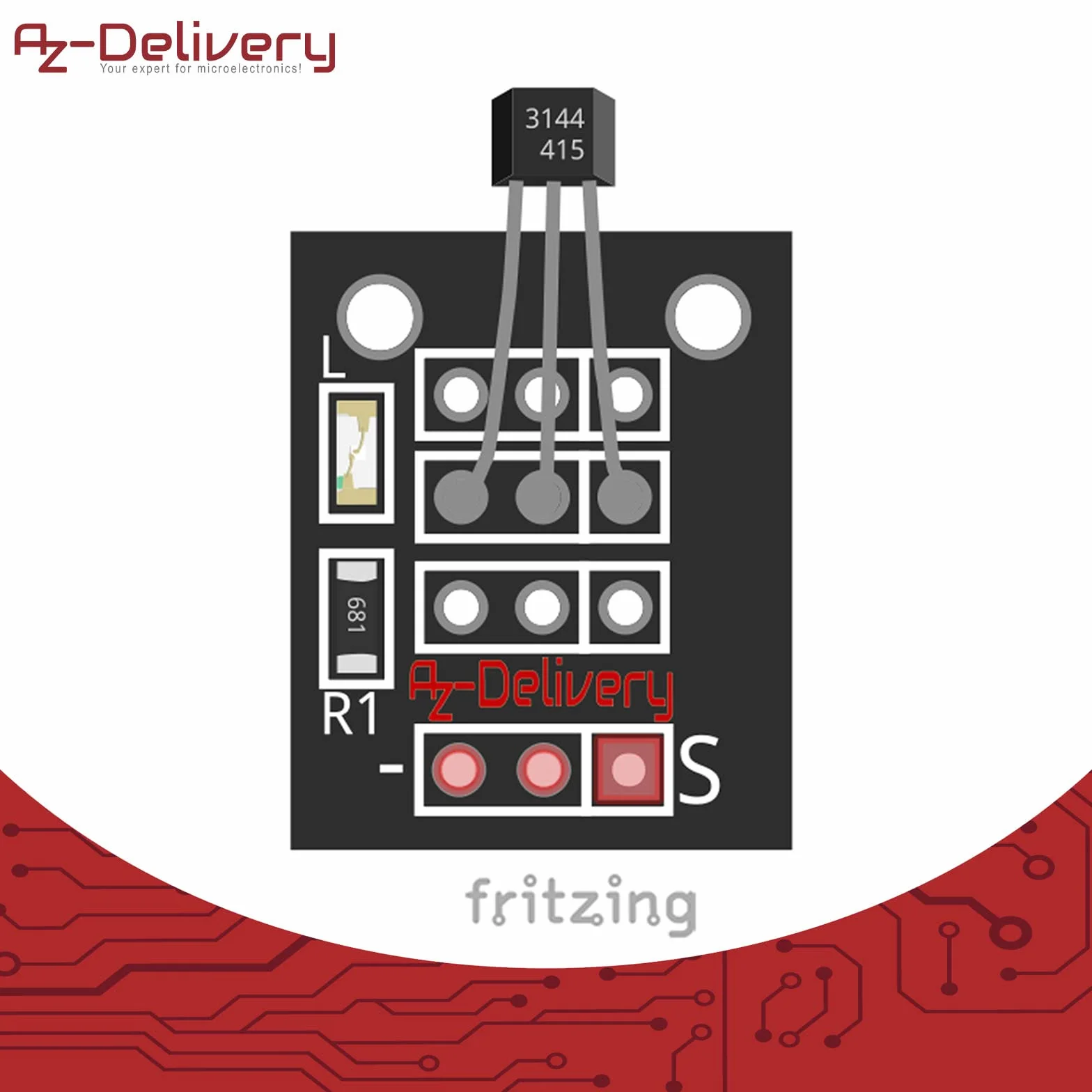 AZDelivery 5 x KY-003 Tranzystor z cyfrowym czujnikiem Halla kompatybilny z Arduino i Raspberry Pi, w tym e-book!