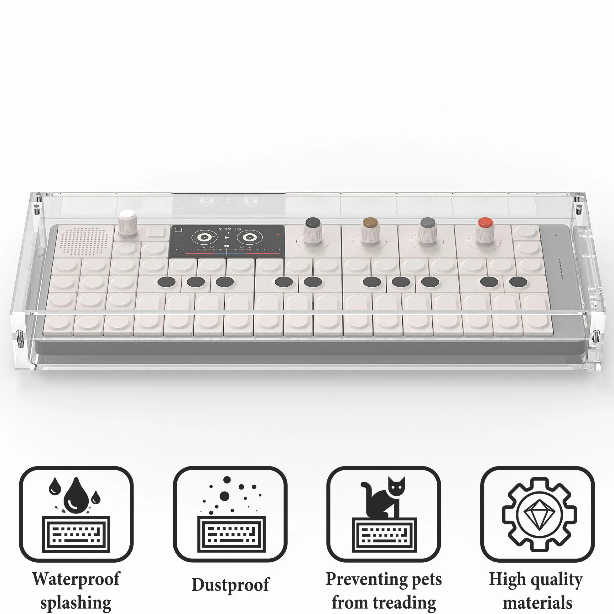 Geekria Ochronna przezroczysta obudowa z akrylu do syntezatora, pyłoszczelna osłona z zamknięciem magnetycznym, 互換性 z Teenage Engineering OP-1 Field/OP-XY (Przezroczysta)