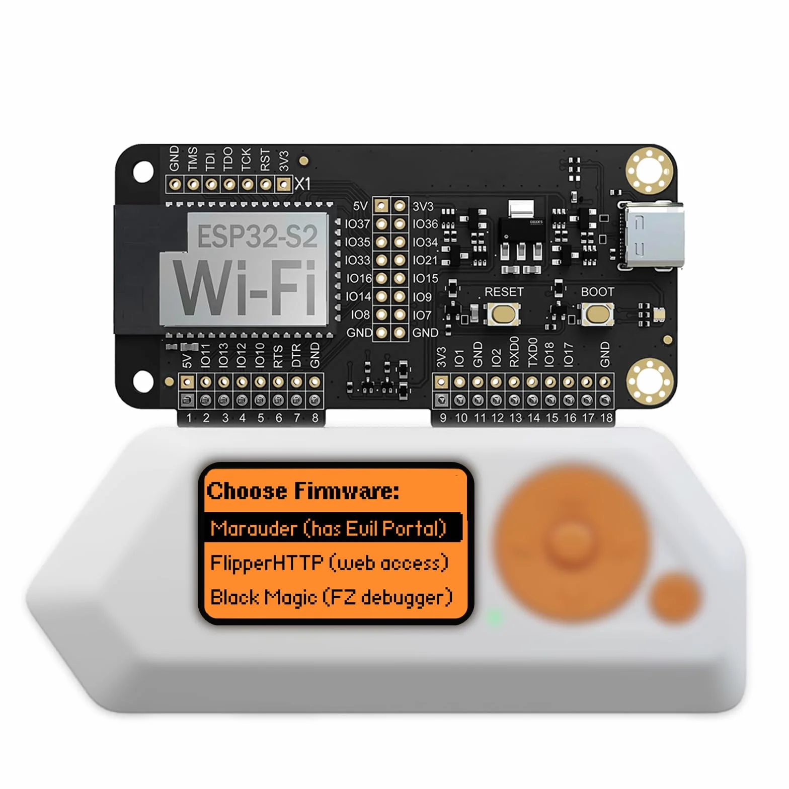 Flipper Zero Wi-Fi Devboard z fabrycznie zainstalowanym oprogramowaniem sprzętowym Marauder, chipset ESP32-S2 do testów penetracyjnych i ataków wrogich