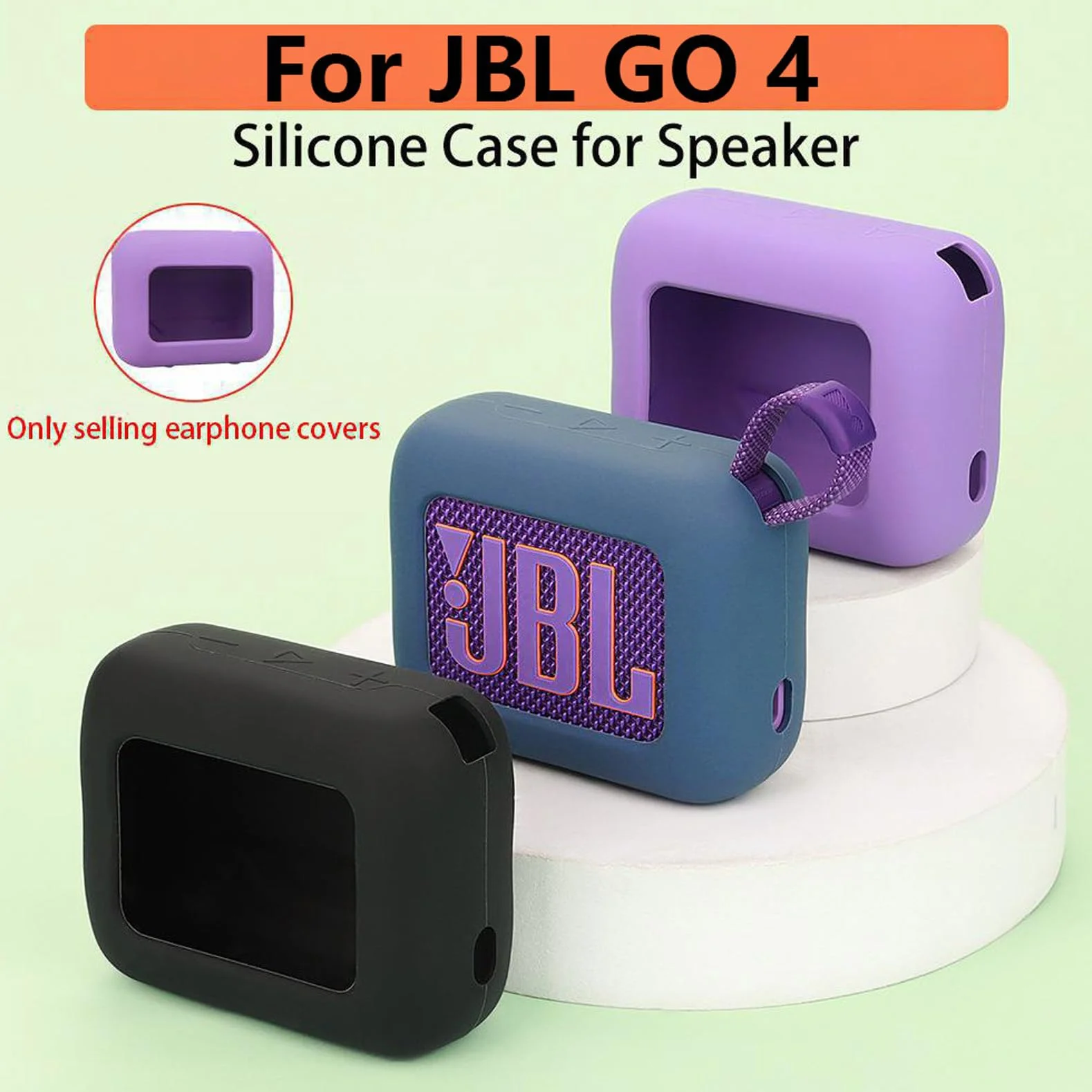 easyBee Etui do JBL Go 4 przenośne z karabińczykiem, płynny silikon, odporne na uderzenia, etui ochronne, głośnik, torba do przenoszenia, kolor czarny