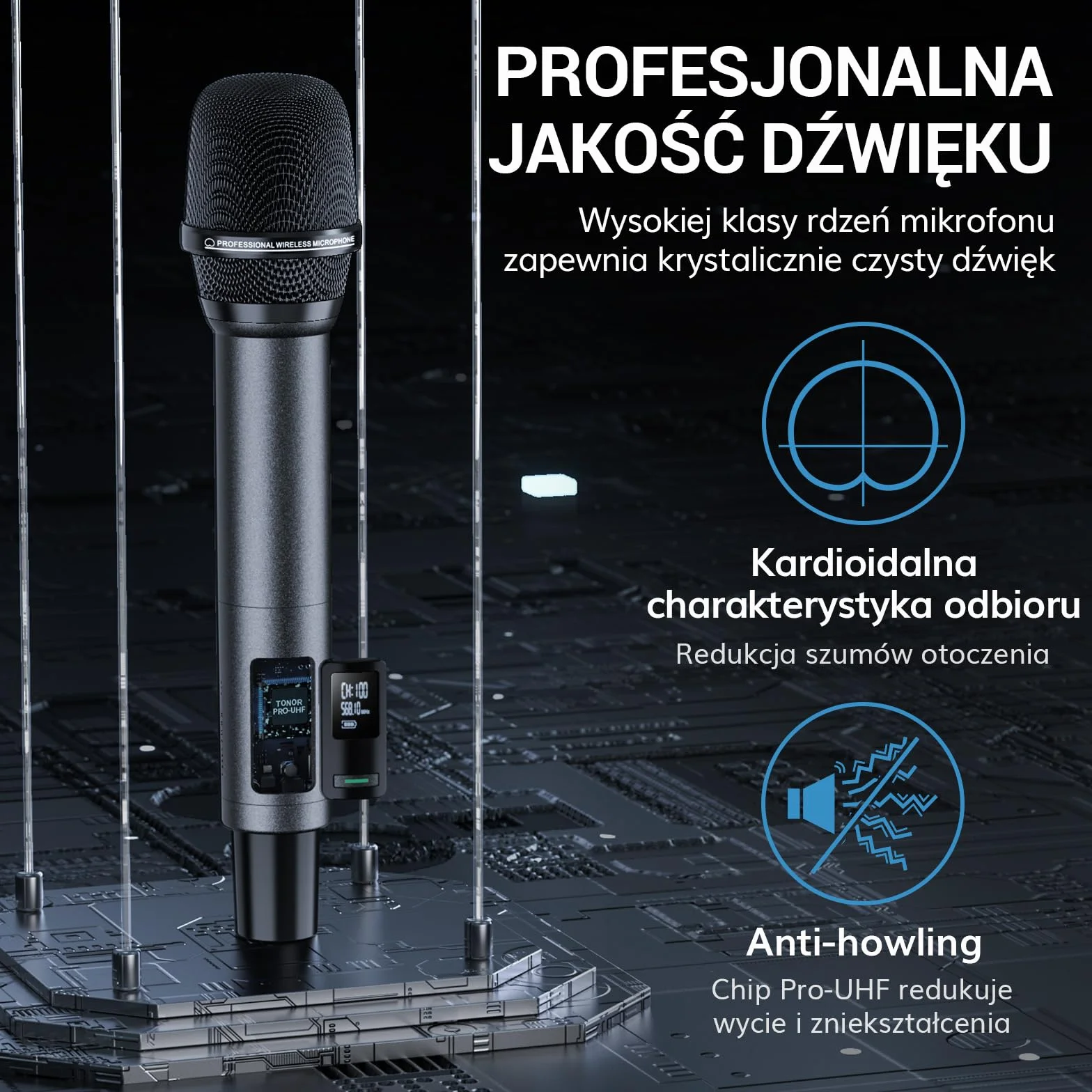 Rechargeable 2 Channel Wireless Microphone System with 2 Cordless Handheld Mics, Metal Receiver, Ideal for Church Karaoke Party Sports Class