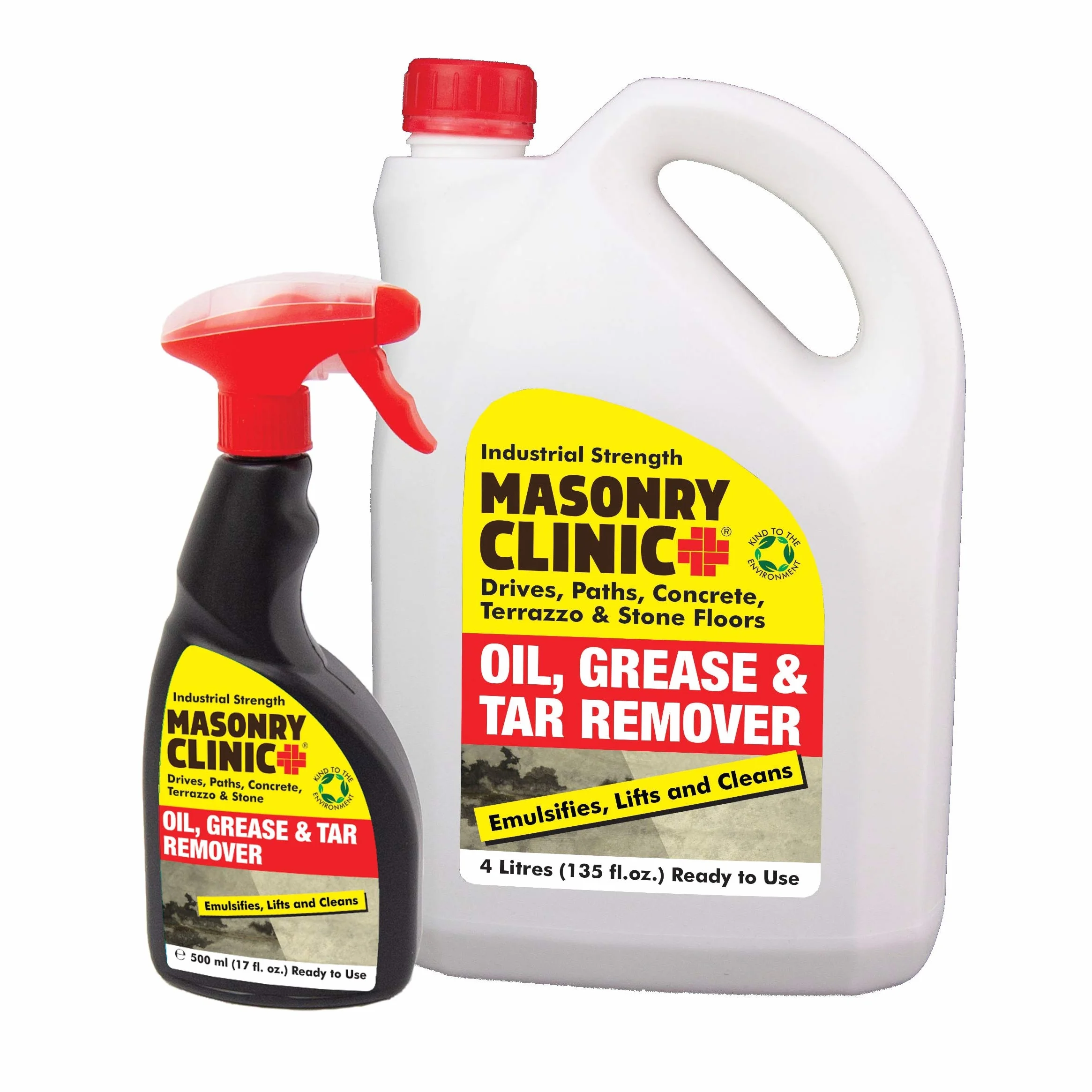 500 ml przemysłowy środek do usuwania oleju, tłuszczu i smoły firmy Masonry Clinic - Usuwa olej, tłuszcz, smołę, brud i olej napędowy, do stosowania na podjazdach, ścieżkach, betonie, terrazzo i podłogach kamiennych - wyprodukowano w Wielkiej Brytanii