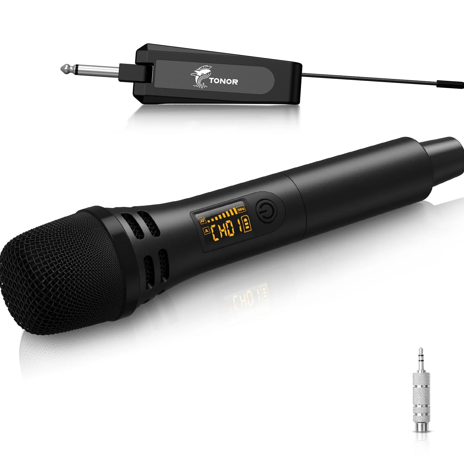 Mikrofony bezprzewodowe, mikrofon dynamiczny TONOR UHF z odbiornikiem, profesjonalny mikrofon do karaoke, śpiewu, wesela, imprezy dla DJ-ów, przemówień, do kościoła o zasięgu 200 stóp TW310 Czarny