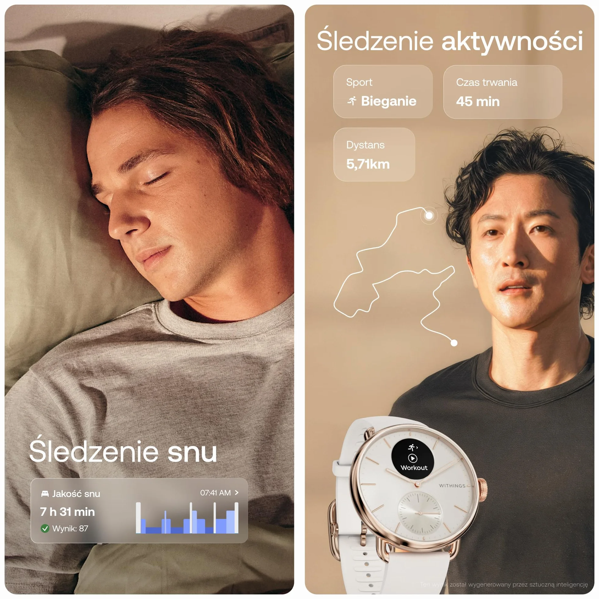 Withings ScanWatch 2 Heart Health Hybrydowy smartwatch dla mężczyzn i kobiet, EKG, SPO2, monitorowanie temperatury, śledzenie snu, zdrowie układu oddechowego, śledzenie cyklu, czas życia