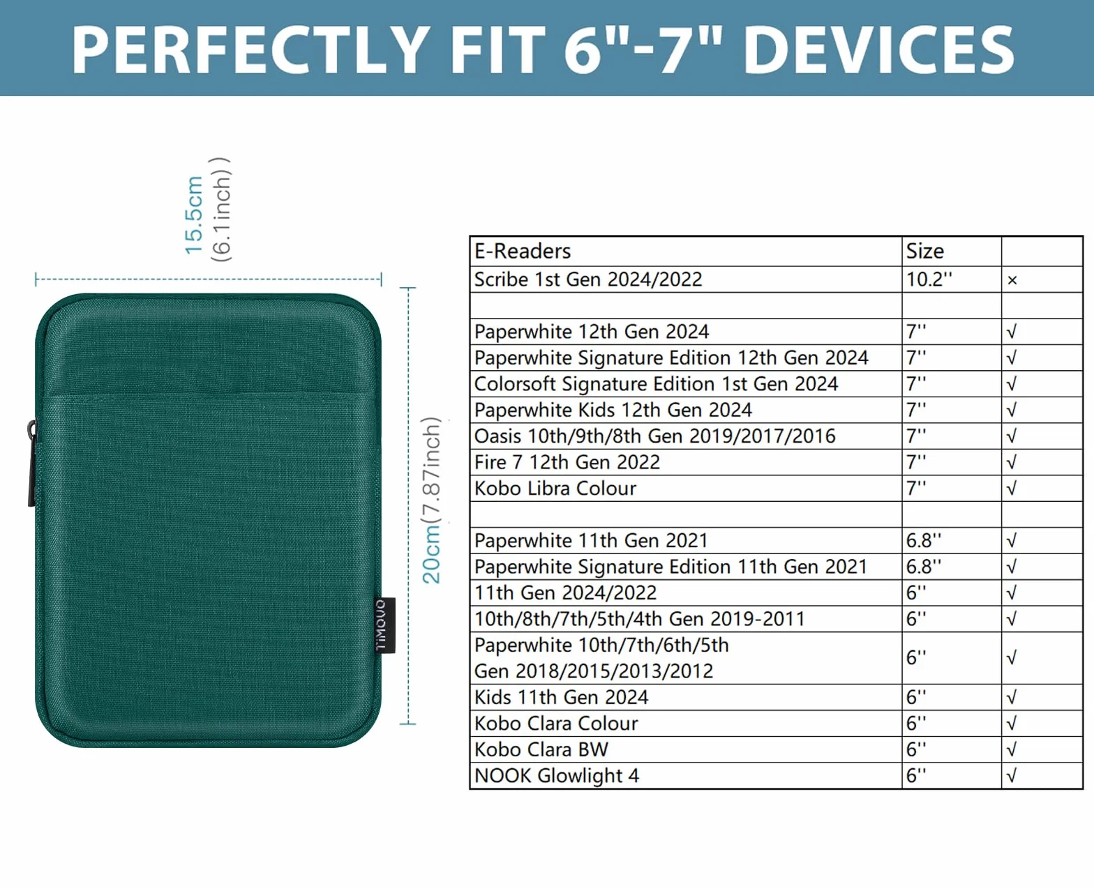 TiMOVO 6-7 cali etui ochronne do nowego Kindle Paperwhite/Colorsoft Signature Edition, pokrowiec ochronny pokrowiec do czytnika e-booków Kindle / Oasis, ciemnozielony