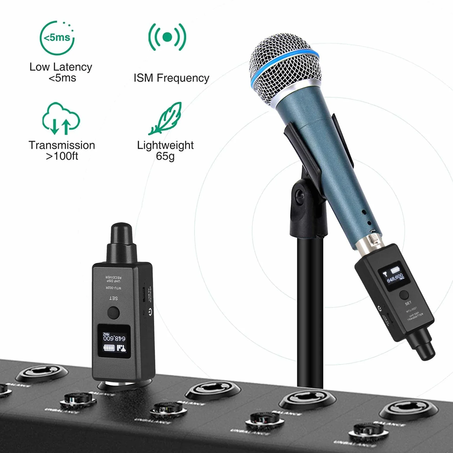 Bezprzewodowy nadajnik i odbiornik mikrofonu, bezprzewodowy adapter mikrofonowy do mikrofonu dynamicznego, miksera audio, PA, aparatu
