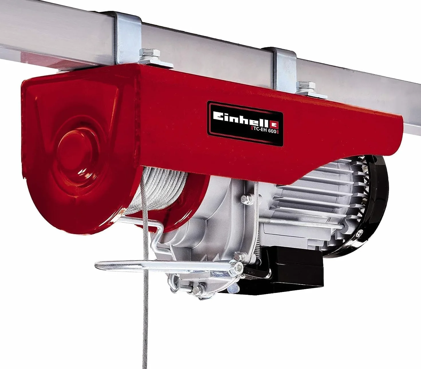 Einhell Wciągarka linowa TC-EH 600 (1050 W, nośność bez rolki zwrotnej 300 kg na 18 m/z rolką zwrotną 600 kg na 9 m, linka stalowa 18 m (Ø 4,5 mm), w zestawie z pałąkiem zabezpieczającym na haku