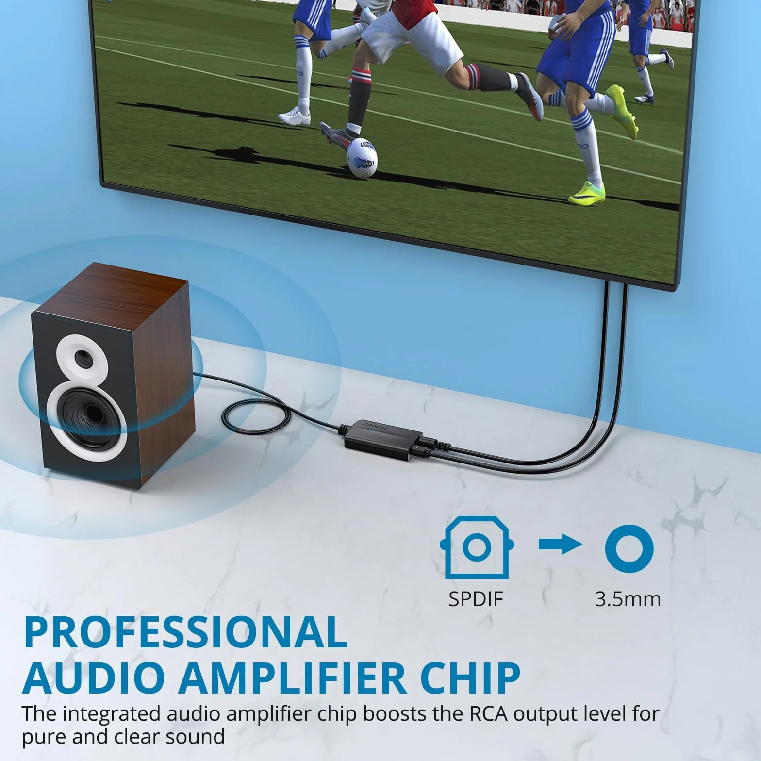 AUTOUTLET Konwerter DAC SPDIF 192 kHz na 3,5 mm, optyczny adapter audio Toslink cyfrowy na analogowy do telewizora HD, Blu-Ray, konsol do gier