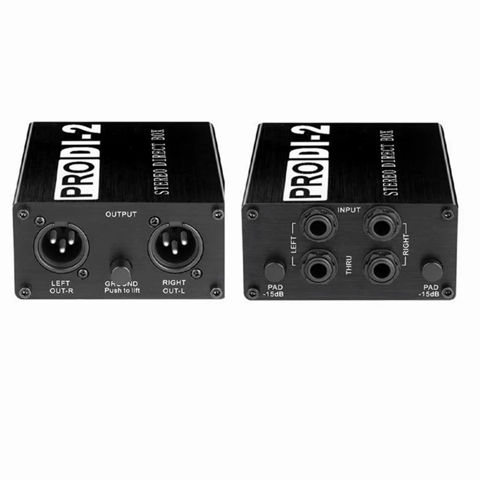 Prodi-2 Passive Stereo Direct Box do Audio DI Box Bezpośredni wtryskiwacz bezgłośny 2-kanałowy do konwertera audio