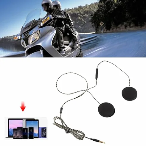 Motocyklowy Zestaw Słuchawkowy do Kasku, Przewodowe Głośniki 3,5 Mm, Obsługa Głośnomówiąca Podczas Jazdy, Czarny