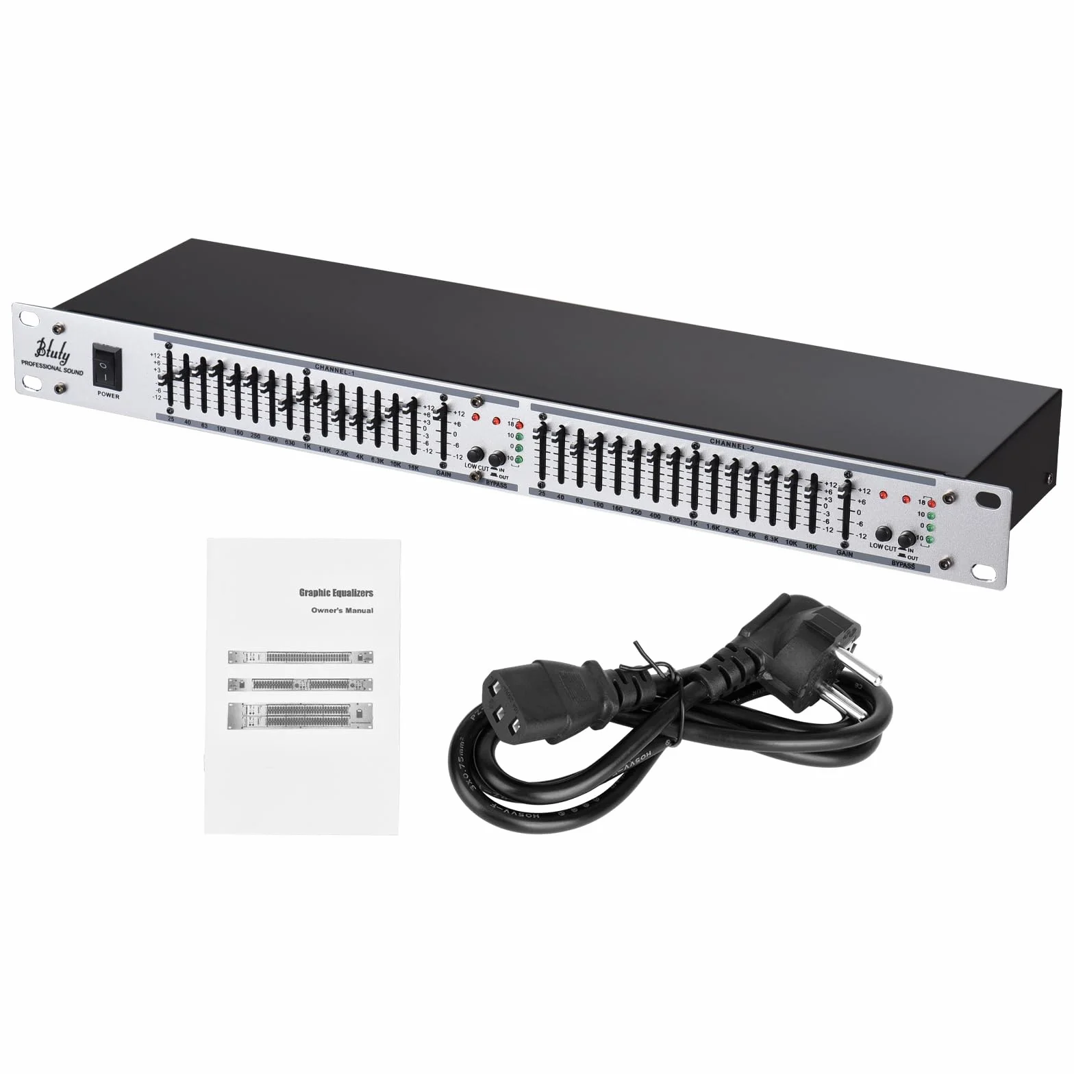 Btuty EQ-215 Dual Channel 15-pasmowy korektor 1U do montażu na stojaku 2-kanałowy stereo graficzny