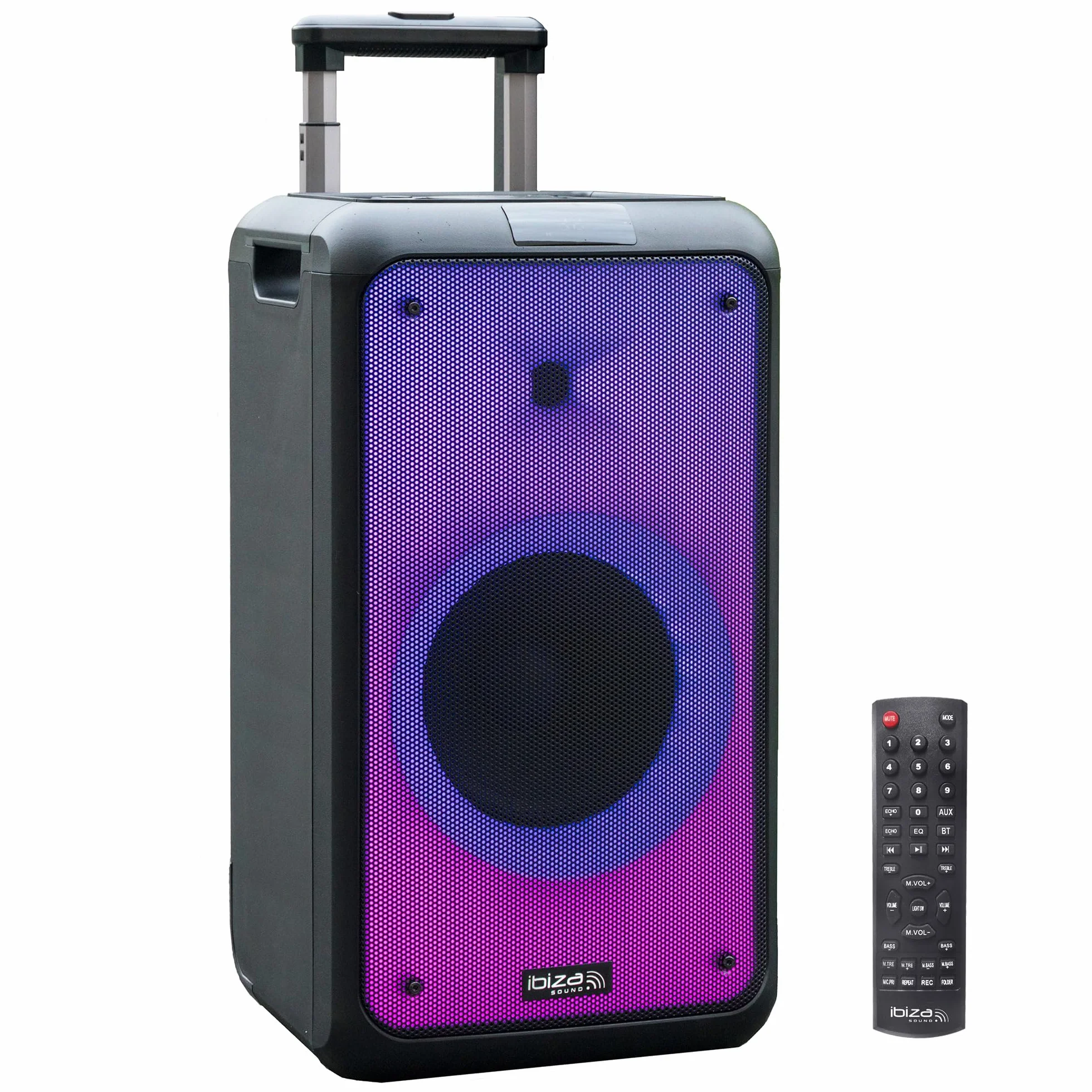 Ibiza - STREET-WAVE - Przenośny głośnik akumulatorowy 8"/400W z Bluetooth, USB i microSD - efekt WAVE LED i bezprzewodowe połączenie TWS - Czarny
