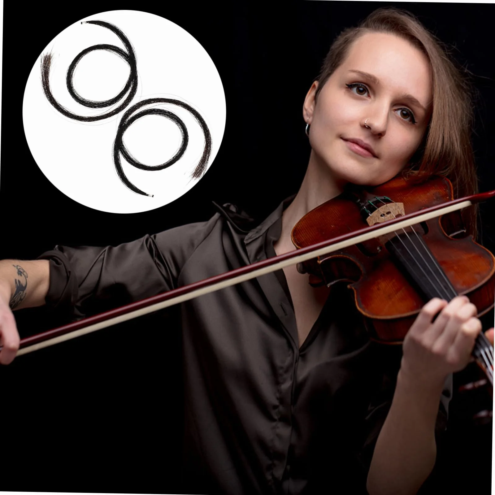 Hanks Natural Violin Horse Hair for Bow Repair Durable String Accessory for Violin and Smaller Instruments Pre-tied for Easy Installation