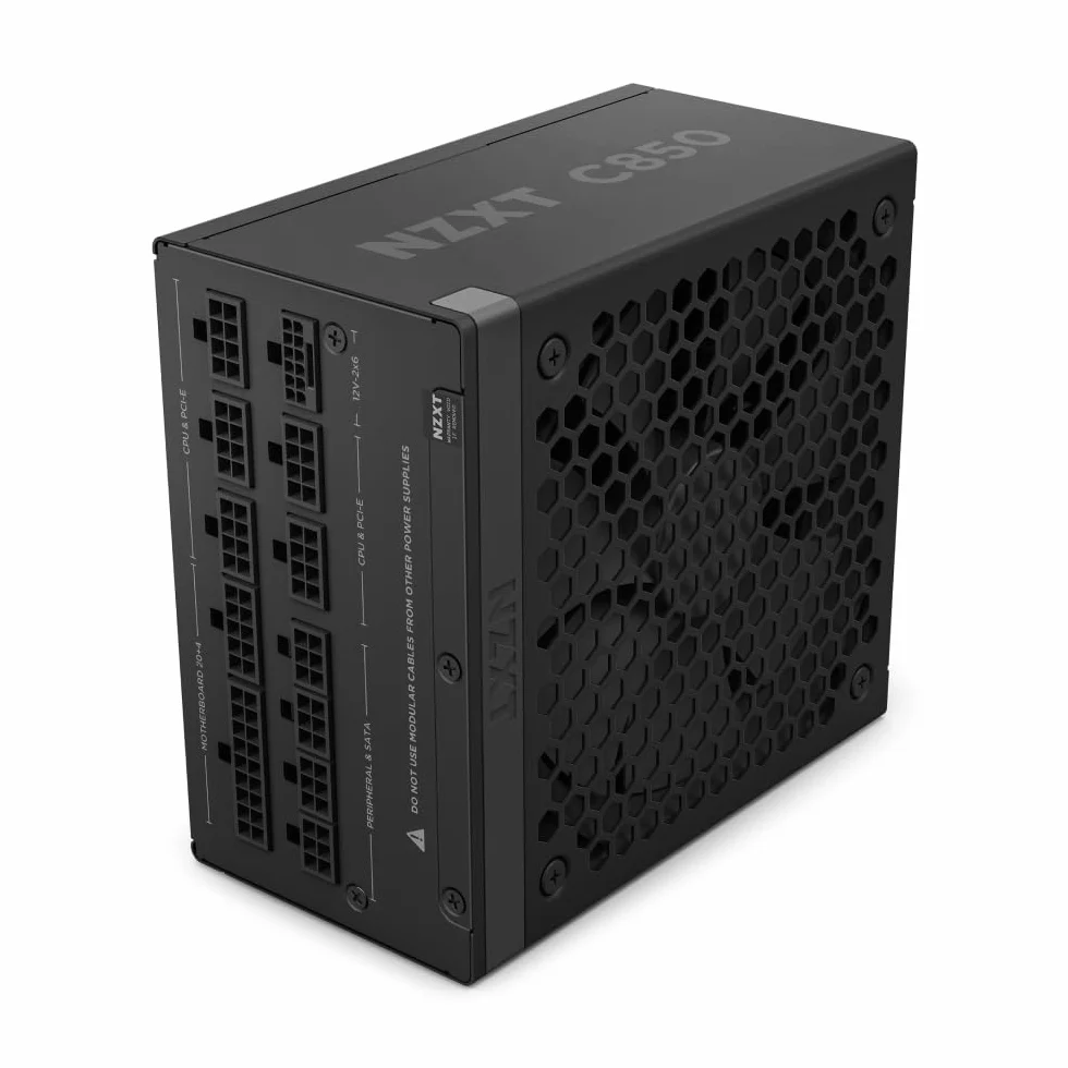 NZXT C850 Gold ATX 3.1 - W pełni modularny, cichy zasilacz do gier PC - 850W - 80 PLUS Gold - Złącze 12 V-2x6 - Tryb zerowego wentylatora - 100% japońskich kondensatorów - Czarny