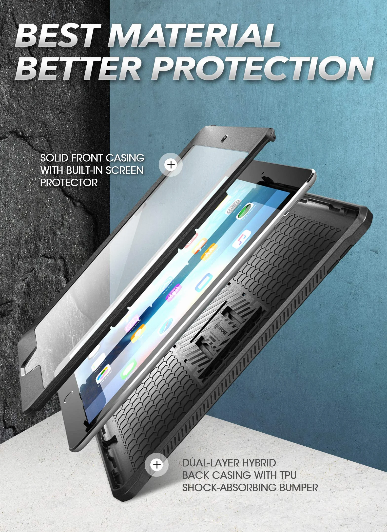 SUPCASE Etui z serii Unicorn Beetle Pro do iPada 10,2 (2021/2020/2019), z wbudowaną osłoną ekranu do iPada 9. generacji, 8. generacji, 7. generacji, (czarne)