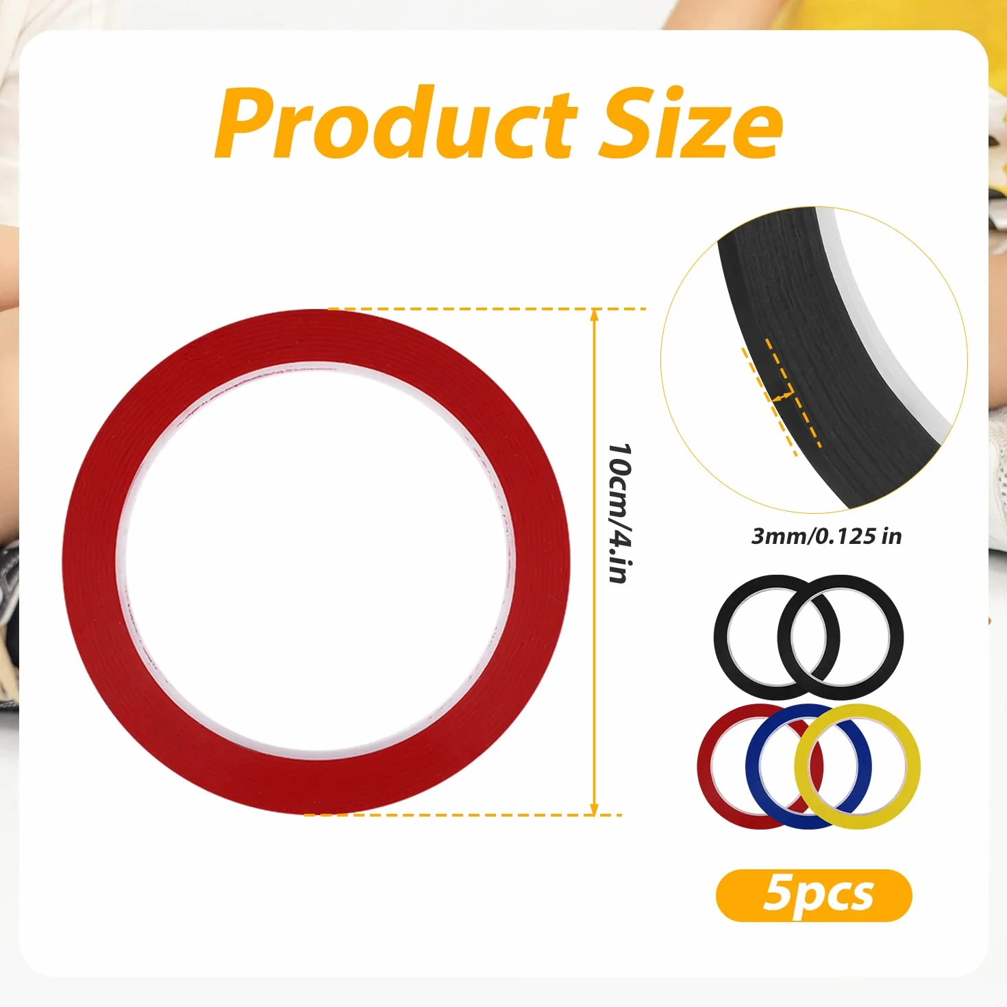 5 rolek Violin Tape Fingerboard, 66 mm Tasma do Wiolonczeli Violin Fingering Tape Whiteboard Art Tape dla Poczatkujacych Podstrunnica Instrumenty Orkiestrowe (4 Kolory)