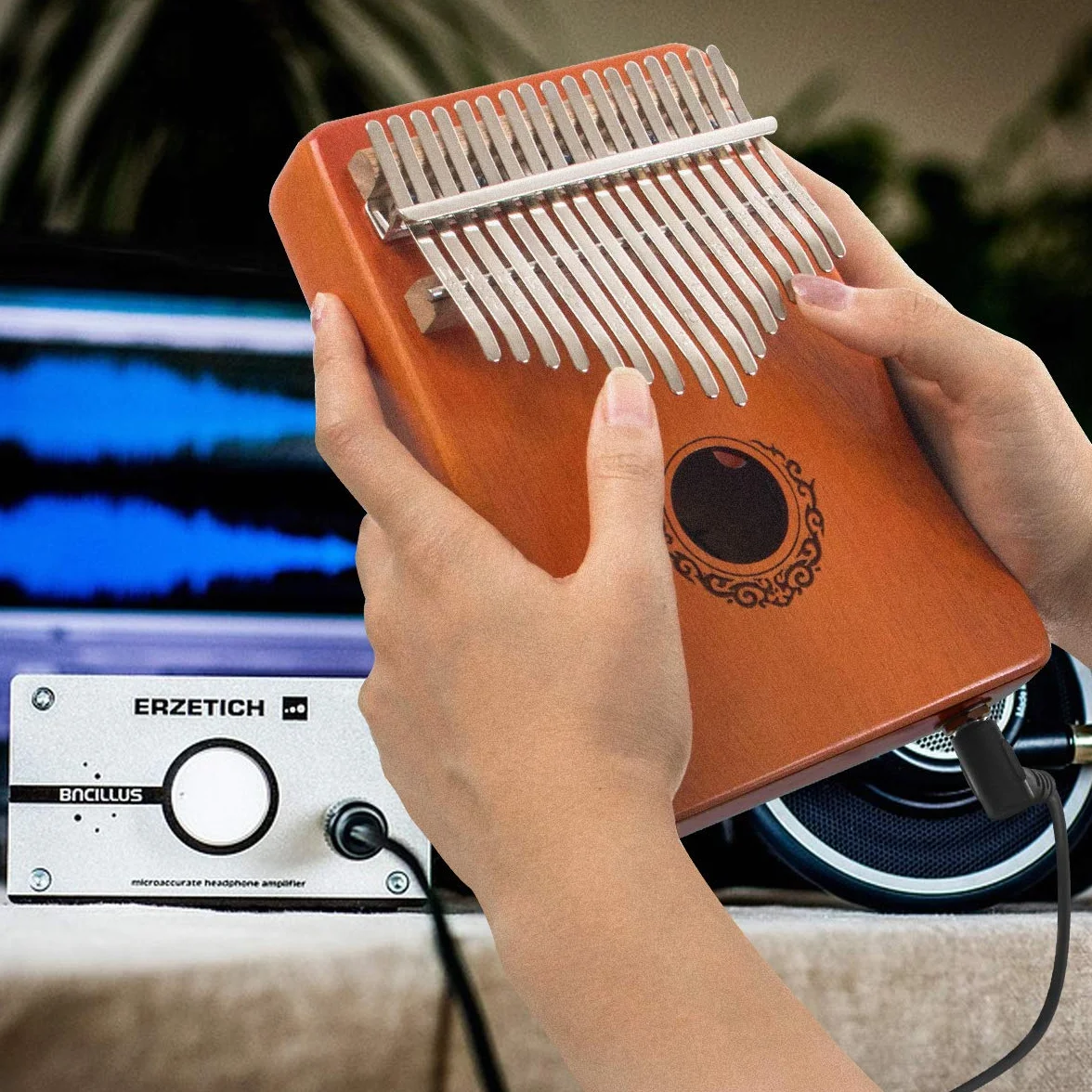 AKLOT Kalimba elektryczna 17 klawiszy EQ z wbudowanym pickup, zestaw startowy