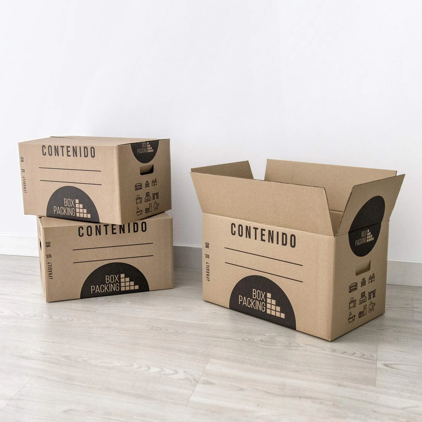 BOXPACKING | Karton Pudła do przeprowadzki |10 Sztuk | 500x300x300 mm | Wzmocniona Tektura Falista Dwukanałowa | Kartony do przeprowadzkowy, Opakowanie i Przechowywanie | Wzmocnione Uchwyty