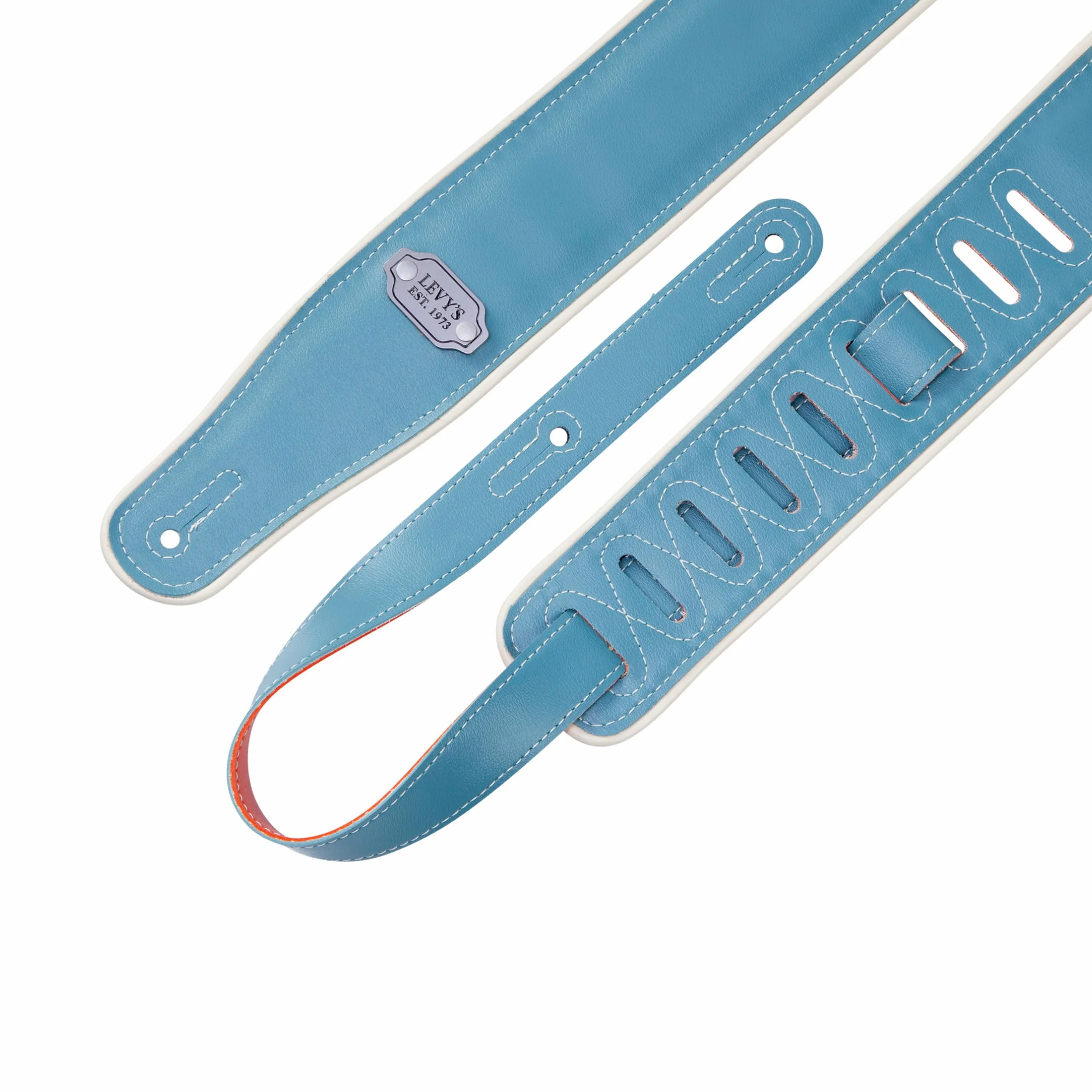 Levy's Leathers 6,8 cm pasek do gitary dwustronny winylowy wzór pomarańczowy, turkusowy i kremowy (M26VCP-ORG_TEL
