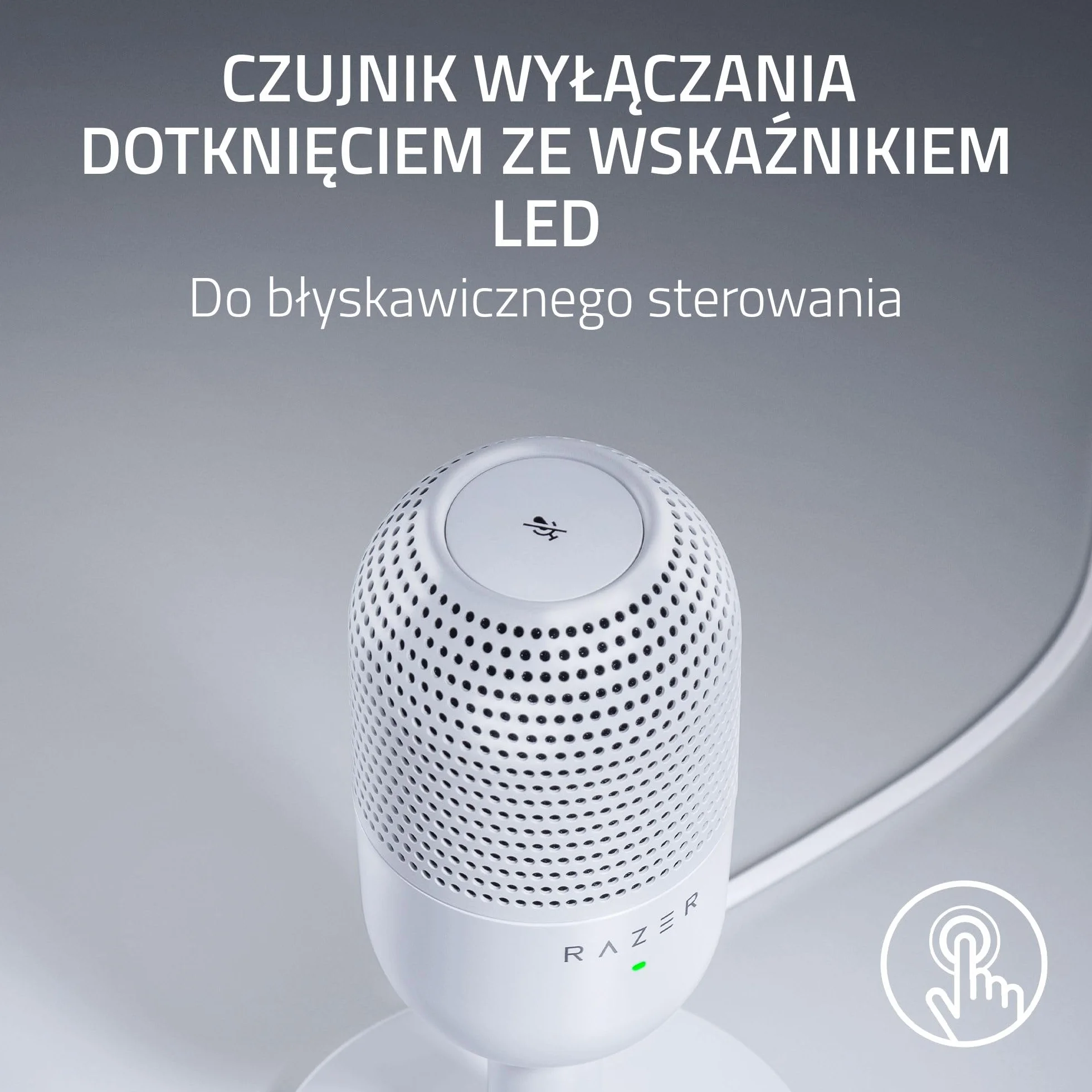 Razer Seiren V3 Mini - Ultrakompaktowy mikrofon USB (14 mm mikrofon pojemnościowy, superkardioidalna charakterystyka kierunkowa, czujnik wyciszenia z diodą LED, pochłaniacz wstrząsów) Biały