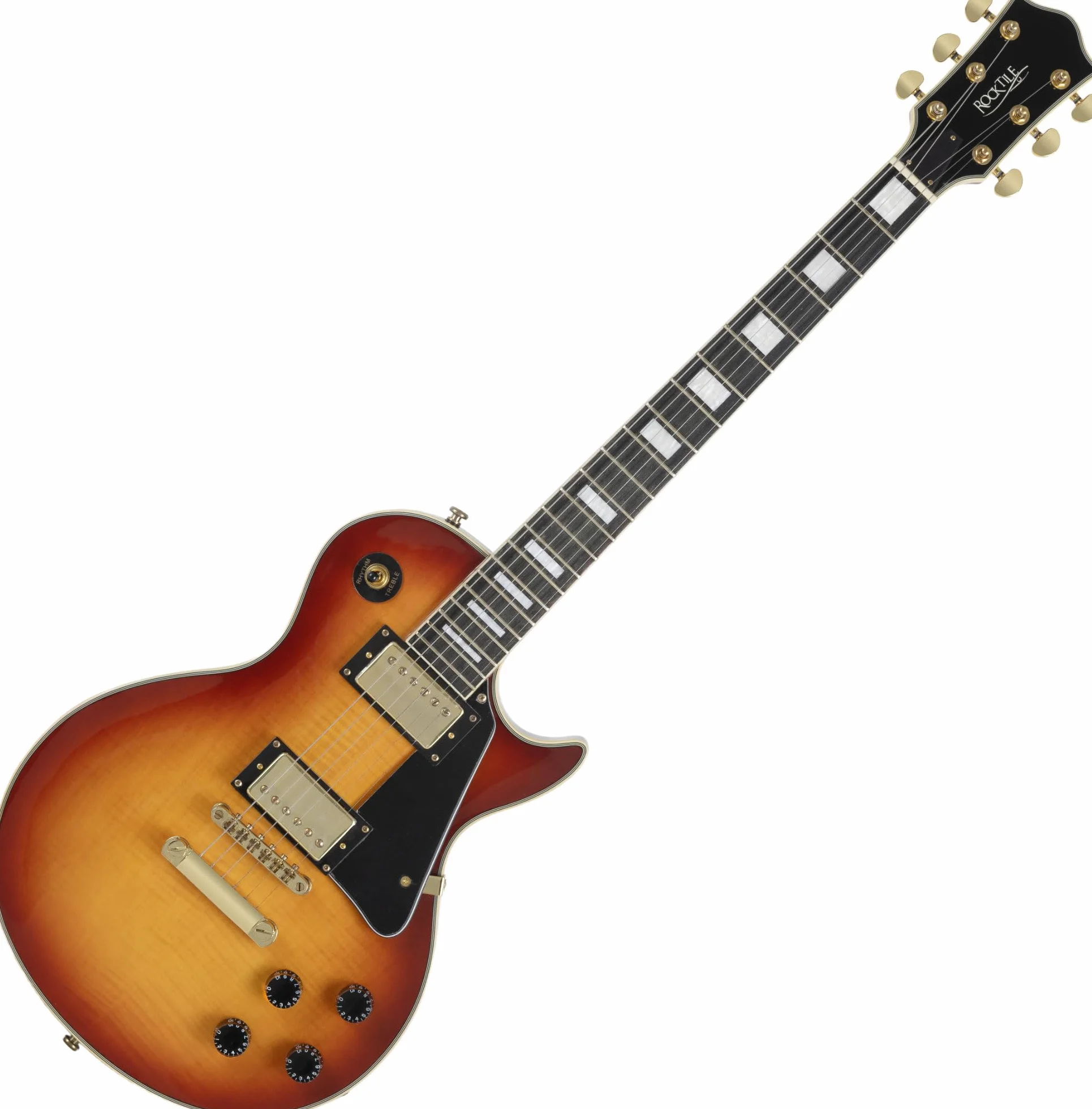 Rocktile Pro L-200OHB gitara elektryczna - korpus: mahoń - 2 przetworniki Humbucker - klejona szyjka z klonu - podstrunnica palisandrowa - mostek Tune-O-matic i stop Bar Tailpiece - Orange Honey Burst