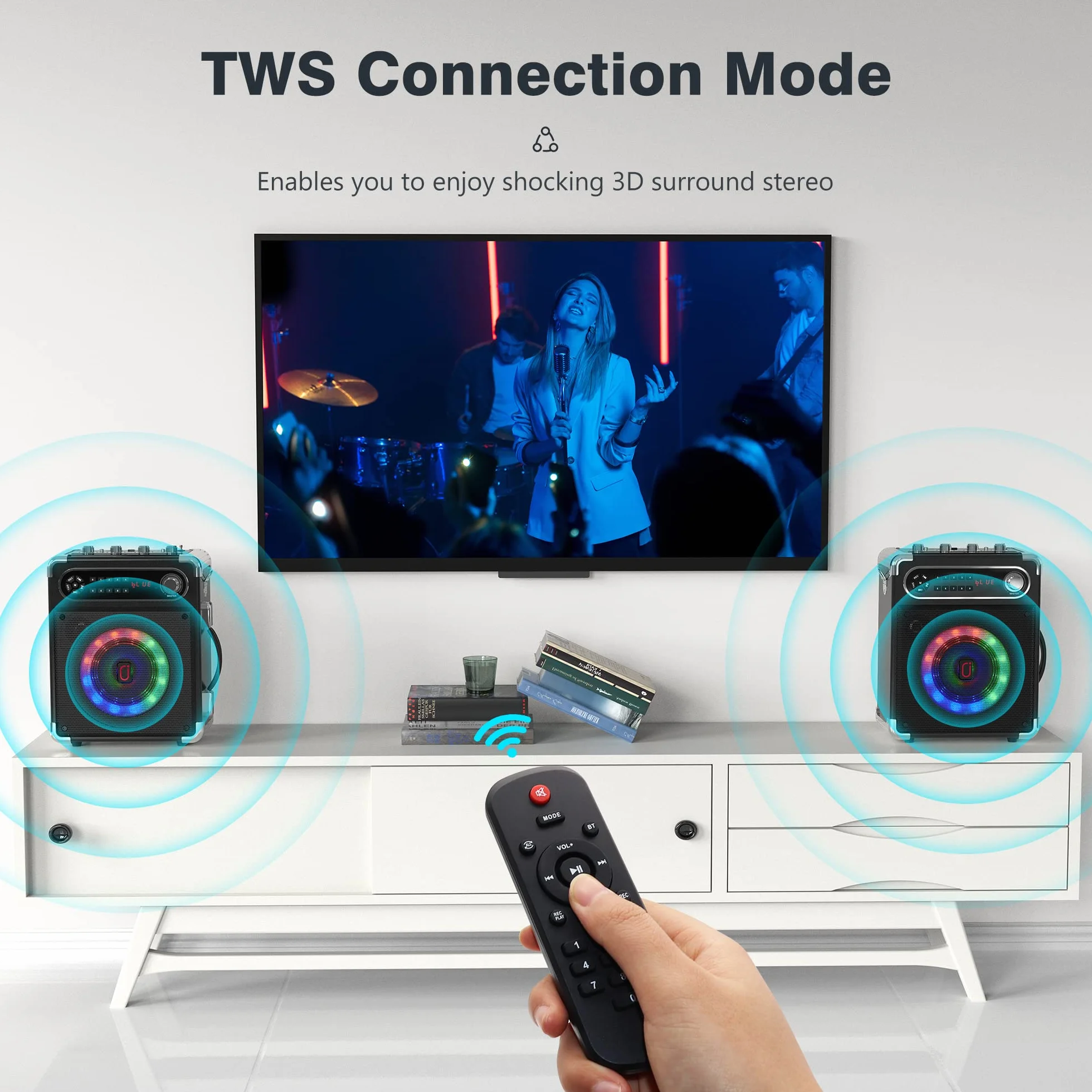 JYX Karaoke Machine z 3 mikrofonami bezprzewodowymi UHF dla dorosłych, głośnik Bluetooth, profesjonalny przenośny system karaoke PA, głośniki karaoke z mikrofonem obsługujące TWS/USB/TF/AUX/FM