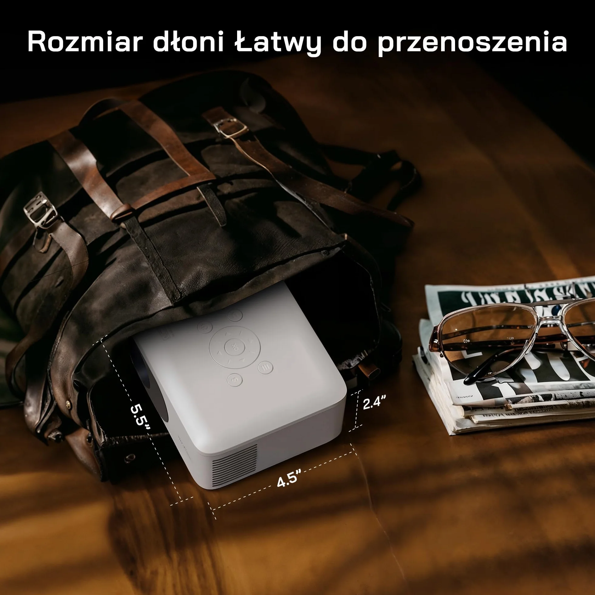 WOLFANG Mini projektor, ulepszony 1080P Full HD przenośny projektor telefoniczny, zewnętrzny projektor kina domowego kompatybilny z HDMI, USB, smartfonem, tabletem, komputerem, TV Stick, AV, kartą Mic