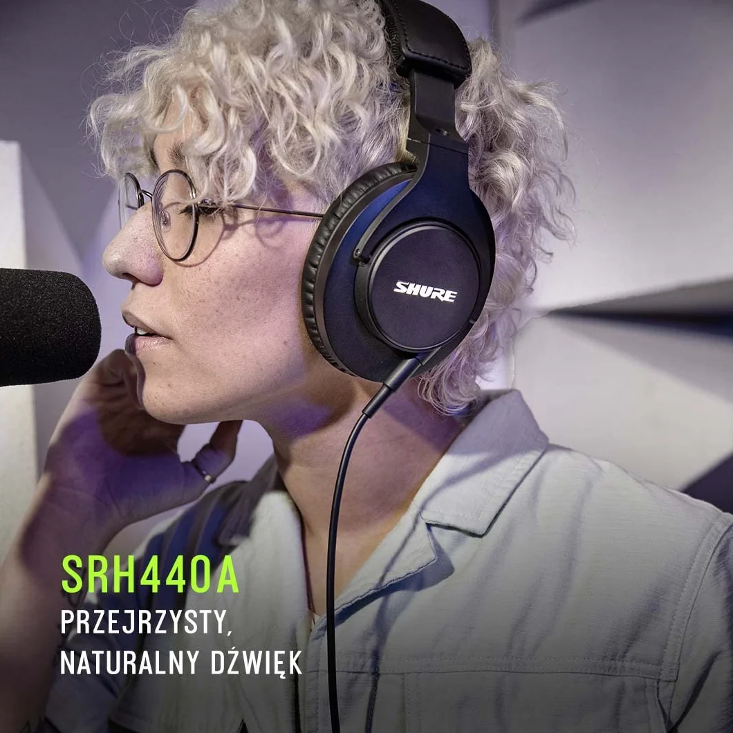 Shure SRH440A Słuchawki przewodowe do monitorowania i nagrywania, profesjonalna ocena studyjna, ulepszona reakcja częstotliwości - wersja 2022