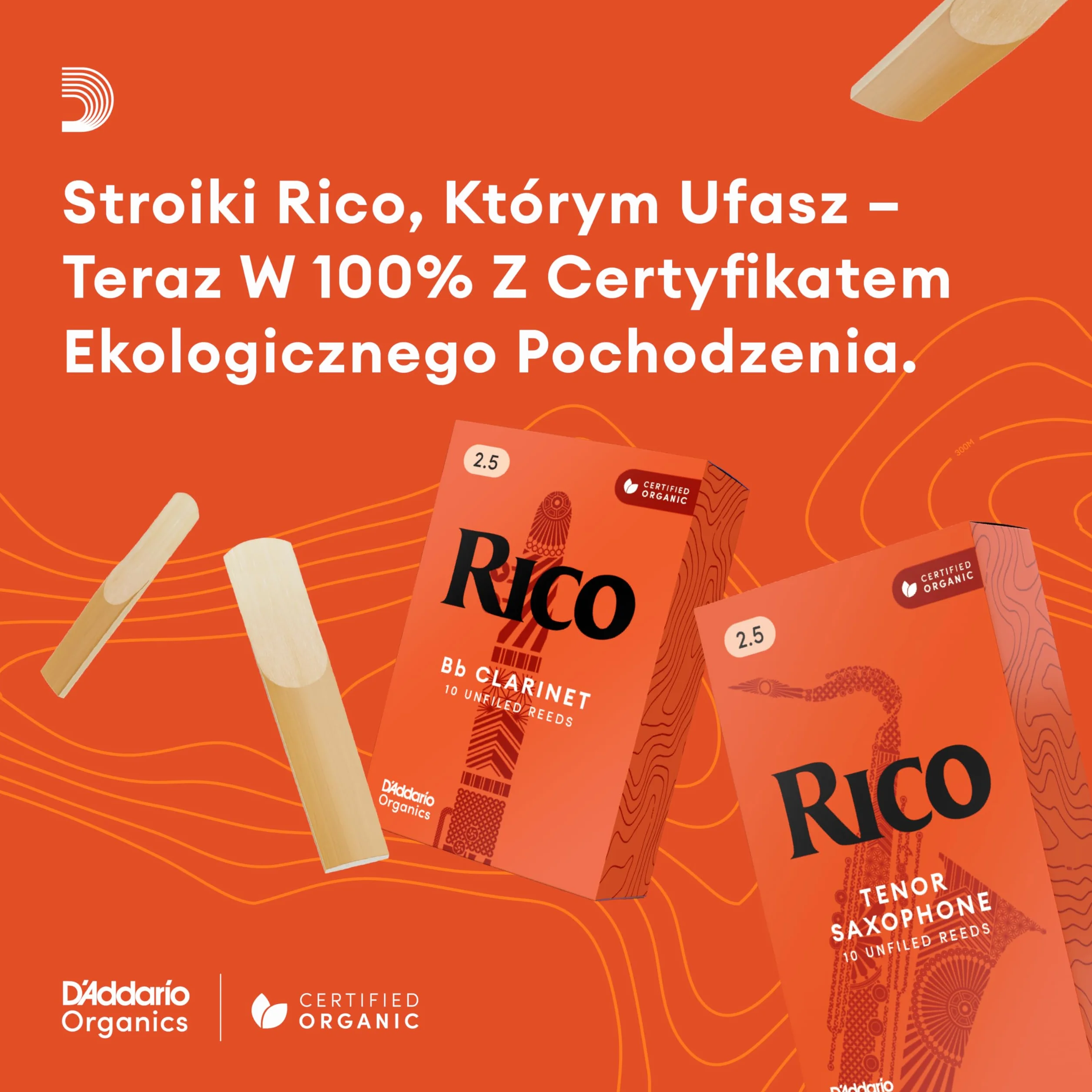 Stroiki do klarnetu Bb Rico firmy D'Addario, wytrzymałość 1,5, zestaw 3 sztuk