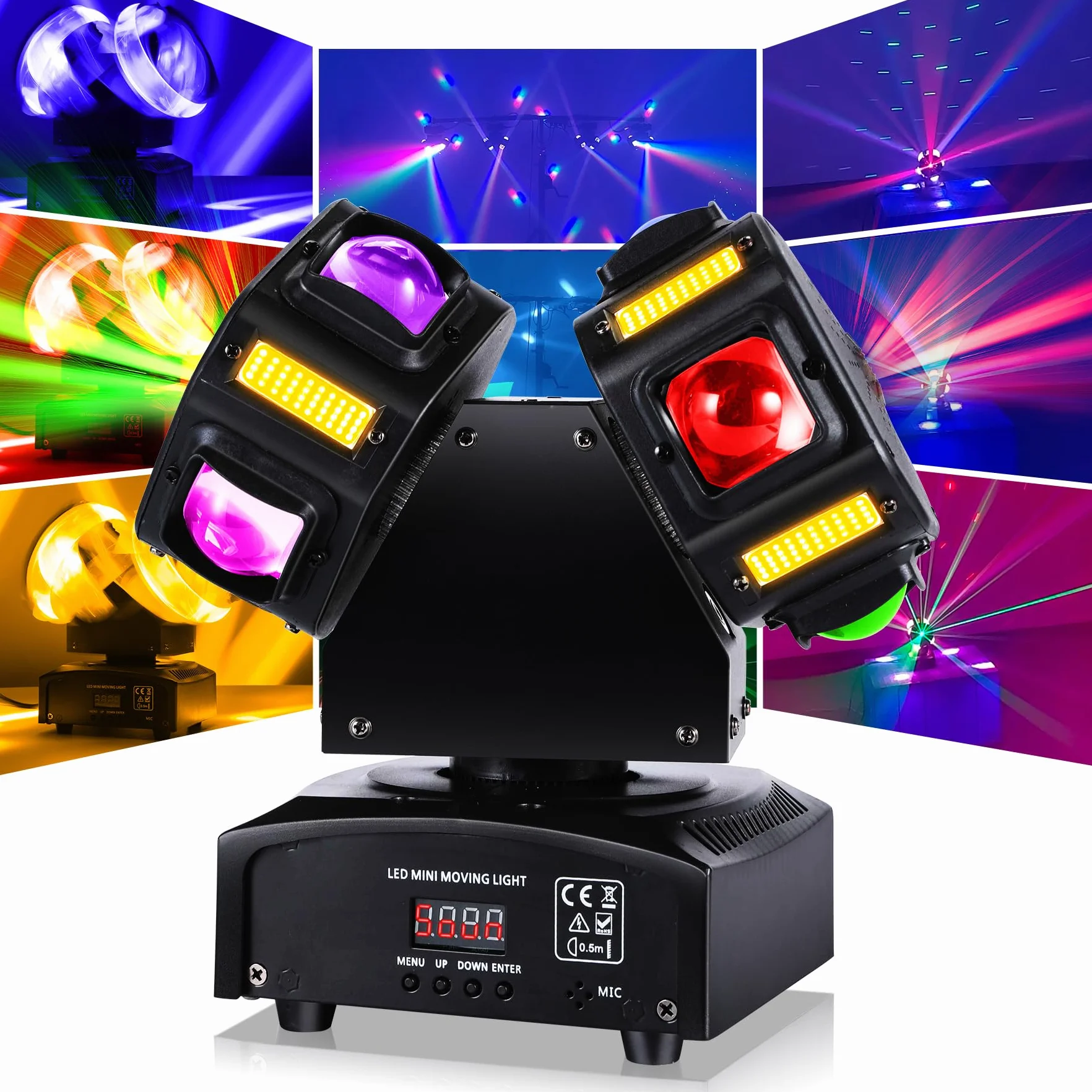 Światło dyskotekowe, 120 W, podwójna głowica, oświetlenie sceniczne LED, 8 szt., 10 W, RGBW, 8 szt., 5 W, DMX512 Dj, oświetlenie do baru, na imprezę, do klubu, na Boże Narodzenie