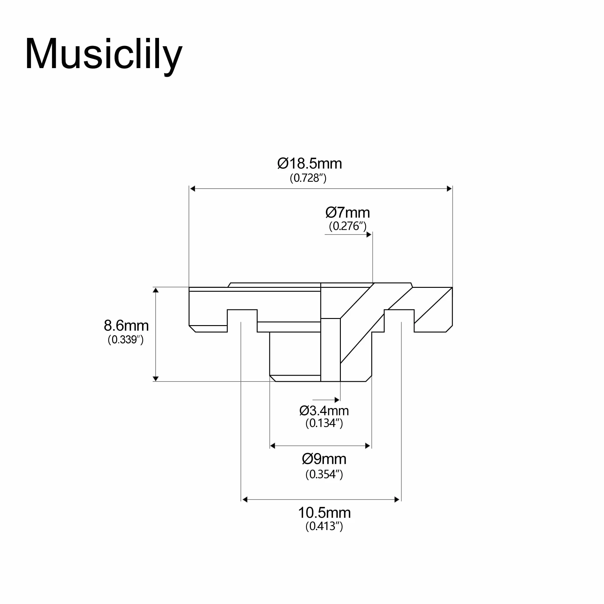 Musiclily Okrągły Docisk Strun do Gitary Basowej Fender Precision/Jazz Bass, Chrom(2 szt.)