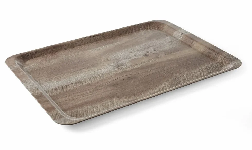 HENDI Taca z melaminy laminowana wzorem drewna - Ciemny drewniany - 370x530mm