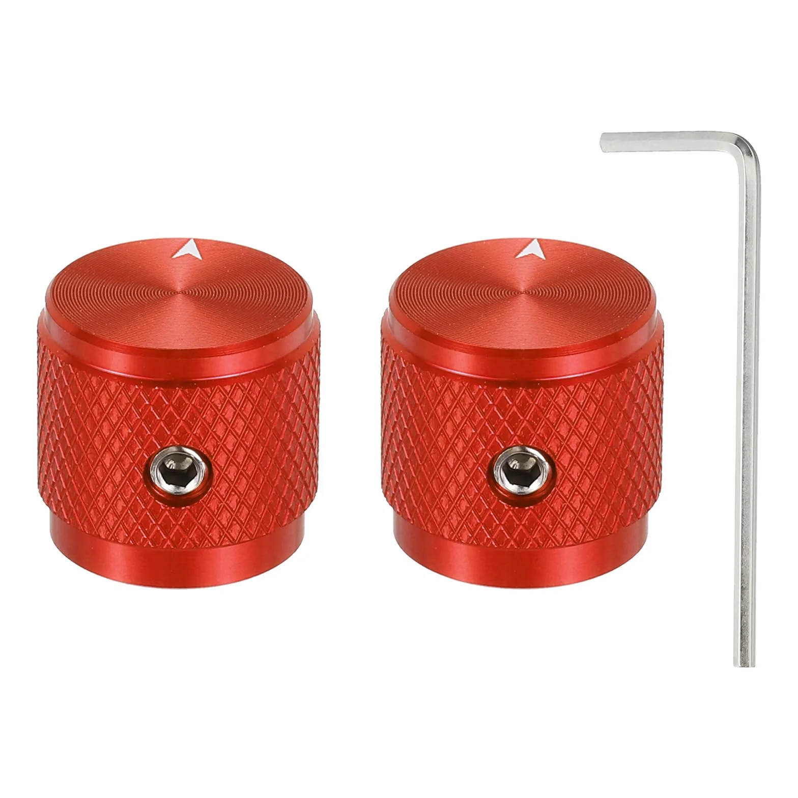 QUARKZMAN 2 sztuki aluminiowych pokrętła potencjometru, 1/4" (6 mm) uniwersalny regulator głośności przyciski ze wskaźnikiem strzałek do gitary, 5/8" czerwone