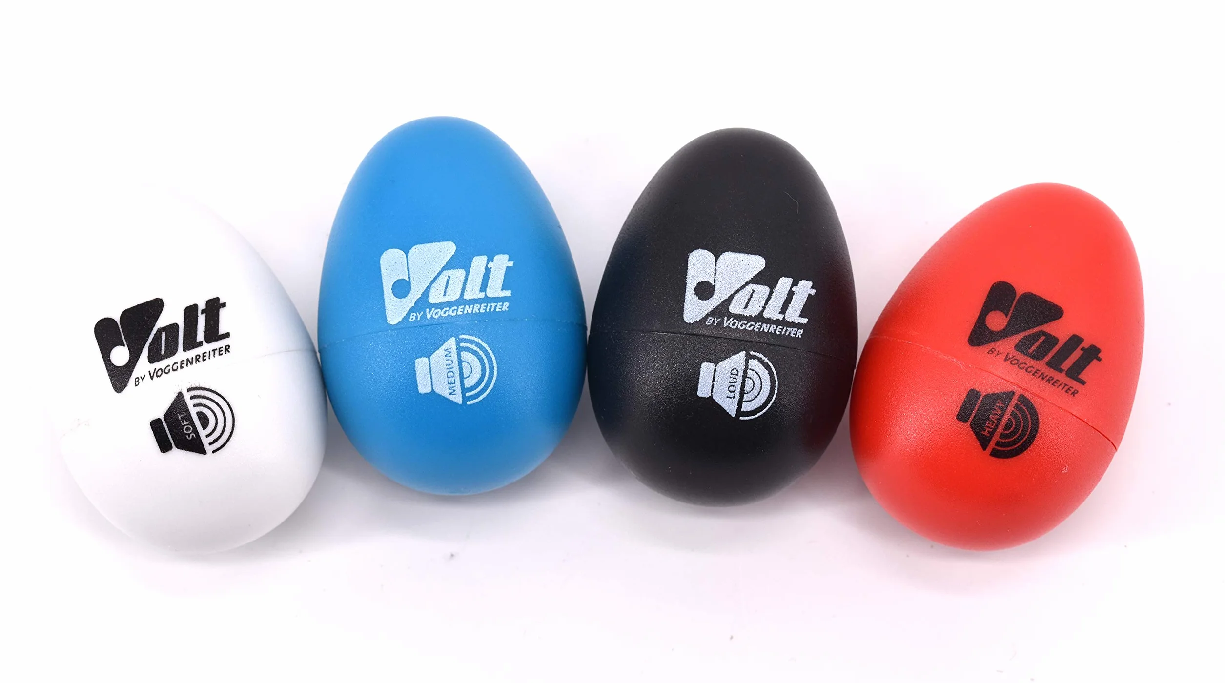 Volt Egg Shaker Set, 1086-4, 4-częściowy zestaw, w wersji soft, medium, loud i heavy, fantastyczny zestaw do shakerów do jajek