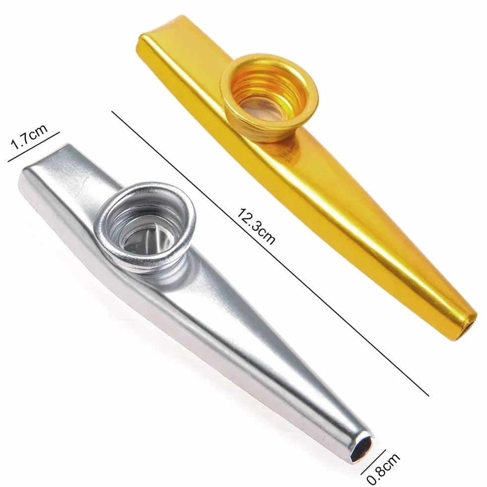 Kazoo metalowe, instrument Kazoo, Cazou, Kasoo, Kazoo dla dzieci, Kasouza, Kazu, złoto + srebro, instrument Kazoo z stopu aluminium, Kazoo dla dzieci, prezent, towarzyszenie (6 kolorów)