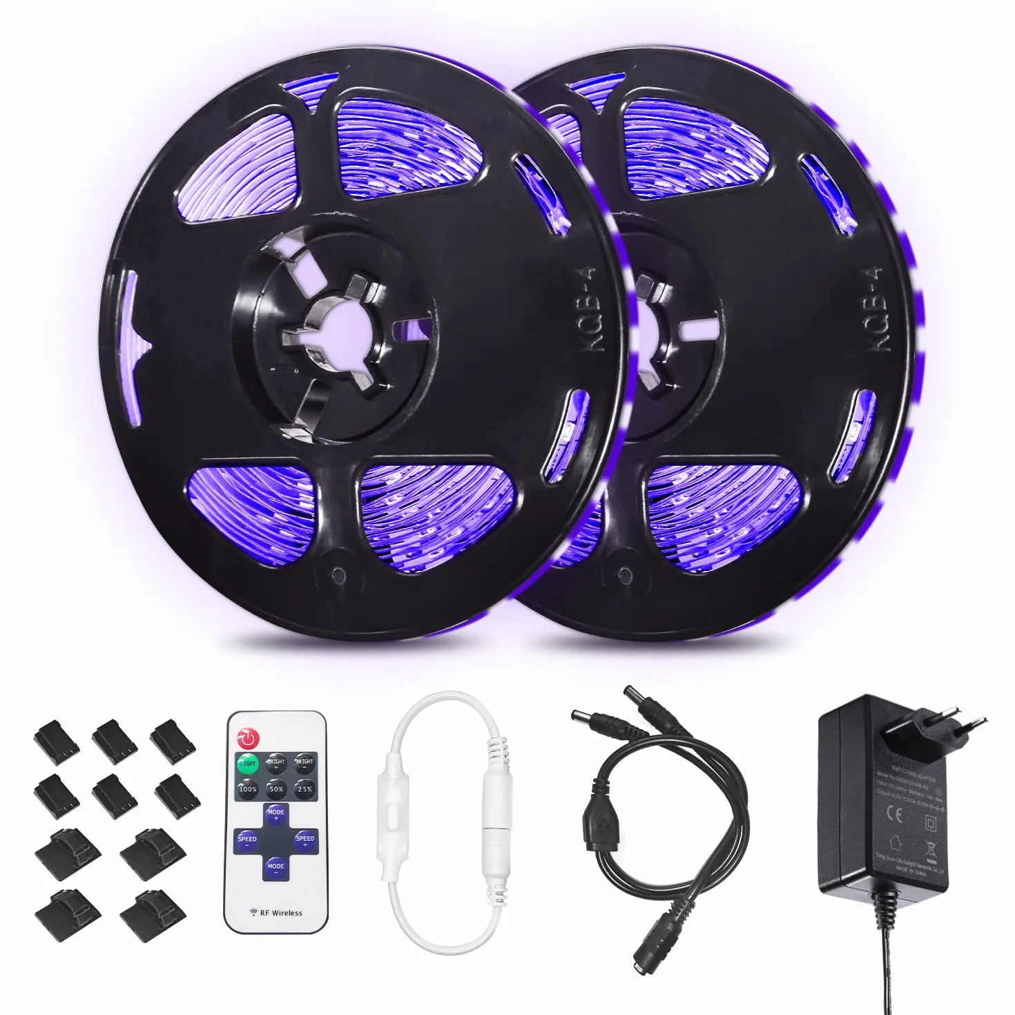 10M UV LED czarne światło ledowe zestaw taśm z pilotem zdalnego sterowania, 12 V/2 A, elastyczne mocowania czarnego światła do fluorescencyjnych zabaw tanecznych, oświetlenie sceniczne na