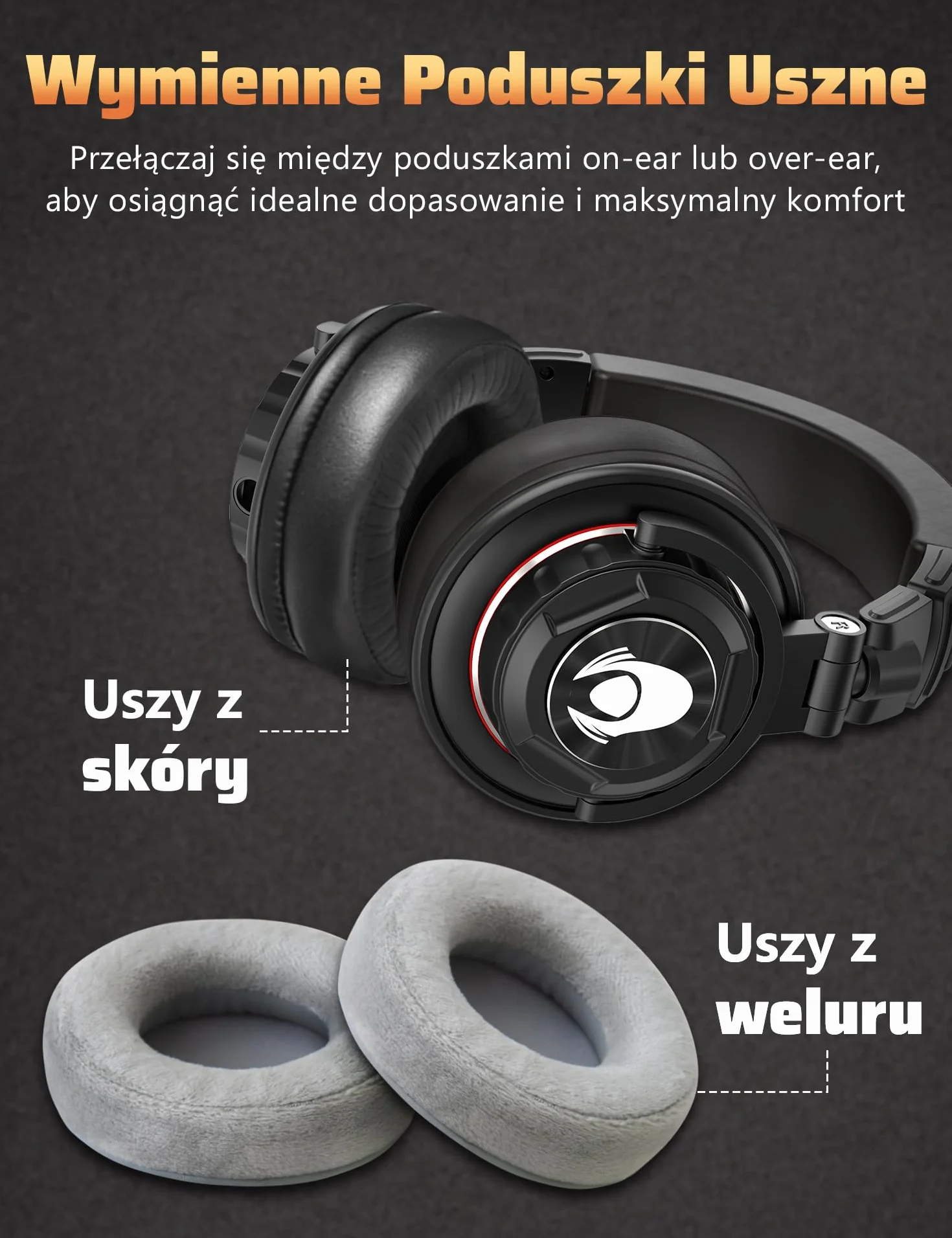 talomen TI660X słuchawki nauszne, przewodowe słuchawki stereo z głośnikiem 50 mm, słuchawki HiFi z wtyczką 3,5 mm, adapter 6,35 mm, wymienne nauszniki do studia, DJ/telefonu komórkowego, komputera