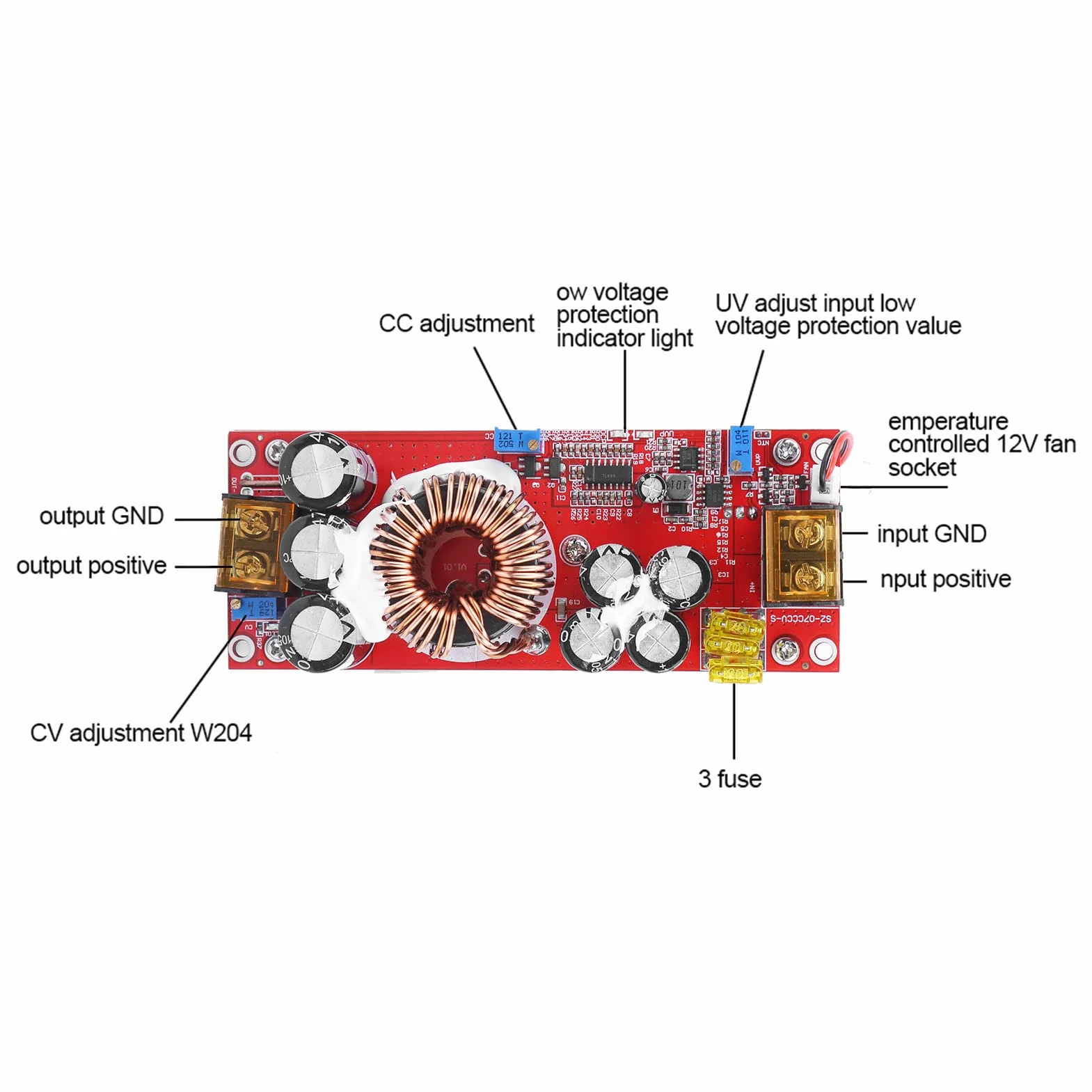 Przetwornica DC 1500W 30A Step-Up Boost Converter Napięcie Moduł LED Oświetlenie Sterownik CV