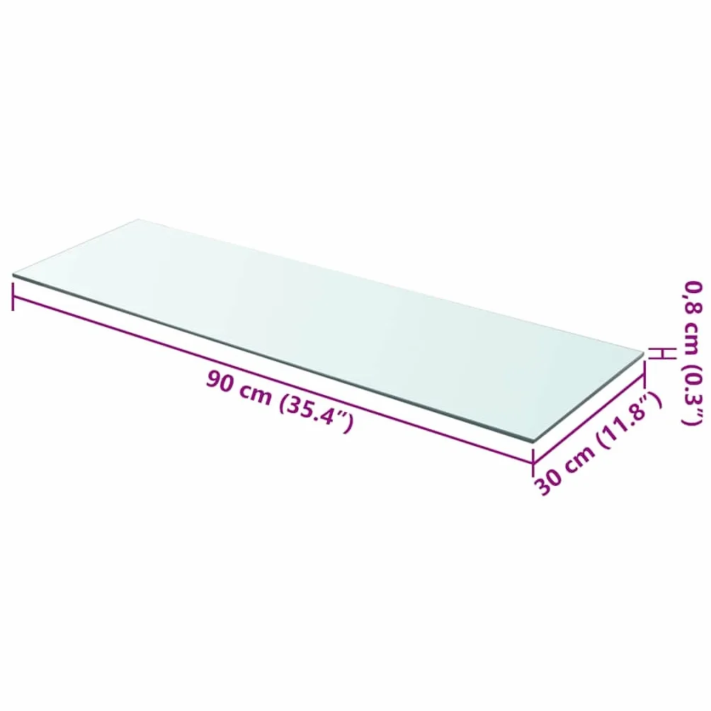 vidaXL Półka regałowa szkło przezroczysta 90 cm x 30 cm