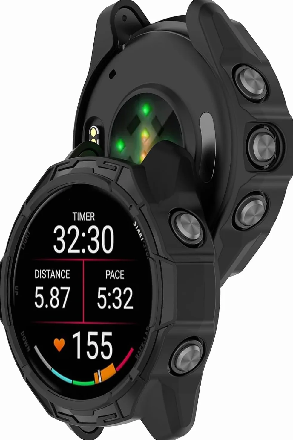 Etui do zegarka Garmin Forerunner 570 42 mm/47 mm, elastyczna osłona ekranu z tworzywa TPU, odporne na zarysowania (czarne, Garmin Forerunner 570 47 mm)