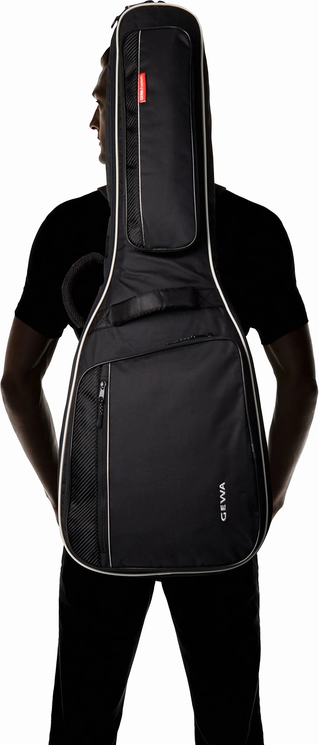 GEWA Guitar Gig Bag Premium 20mm do gitary klasycznej 4/4 czarny (odporny na rozdarcia i wodoodporny, system ochrony szyi, luksusowe paski do plecaka, duża przegroda na akcesoria) 213100
