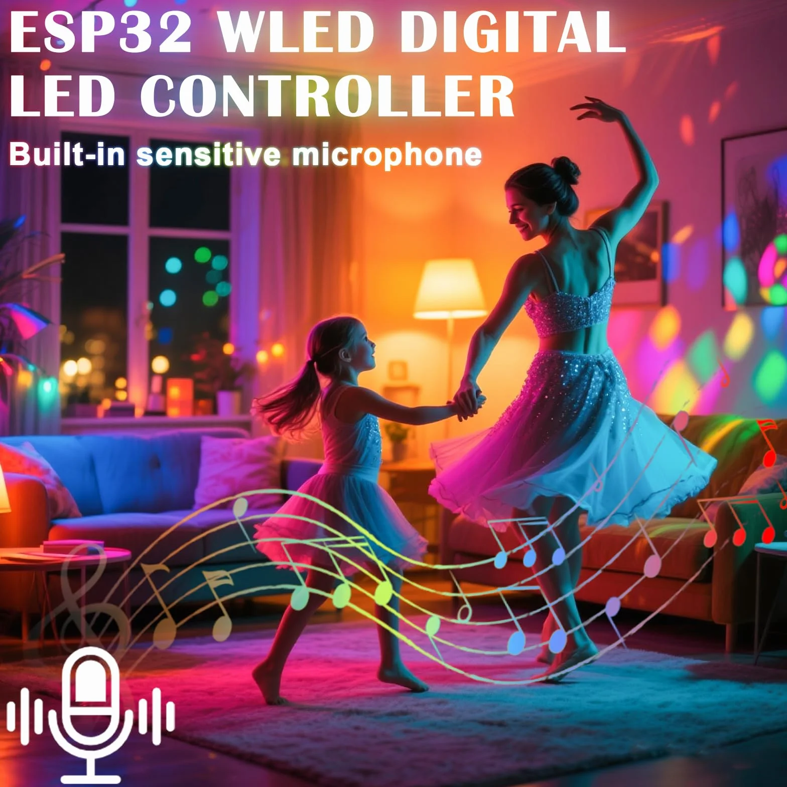 ESP32 WLED kontroler LED adresowalny z mikrofonem do NeoPixel WS2812B WS2811 SK6812 DC5-24V RGB RGBW