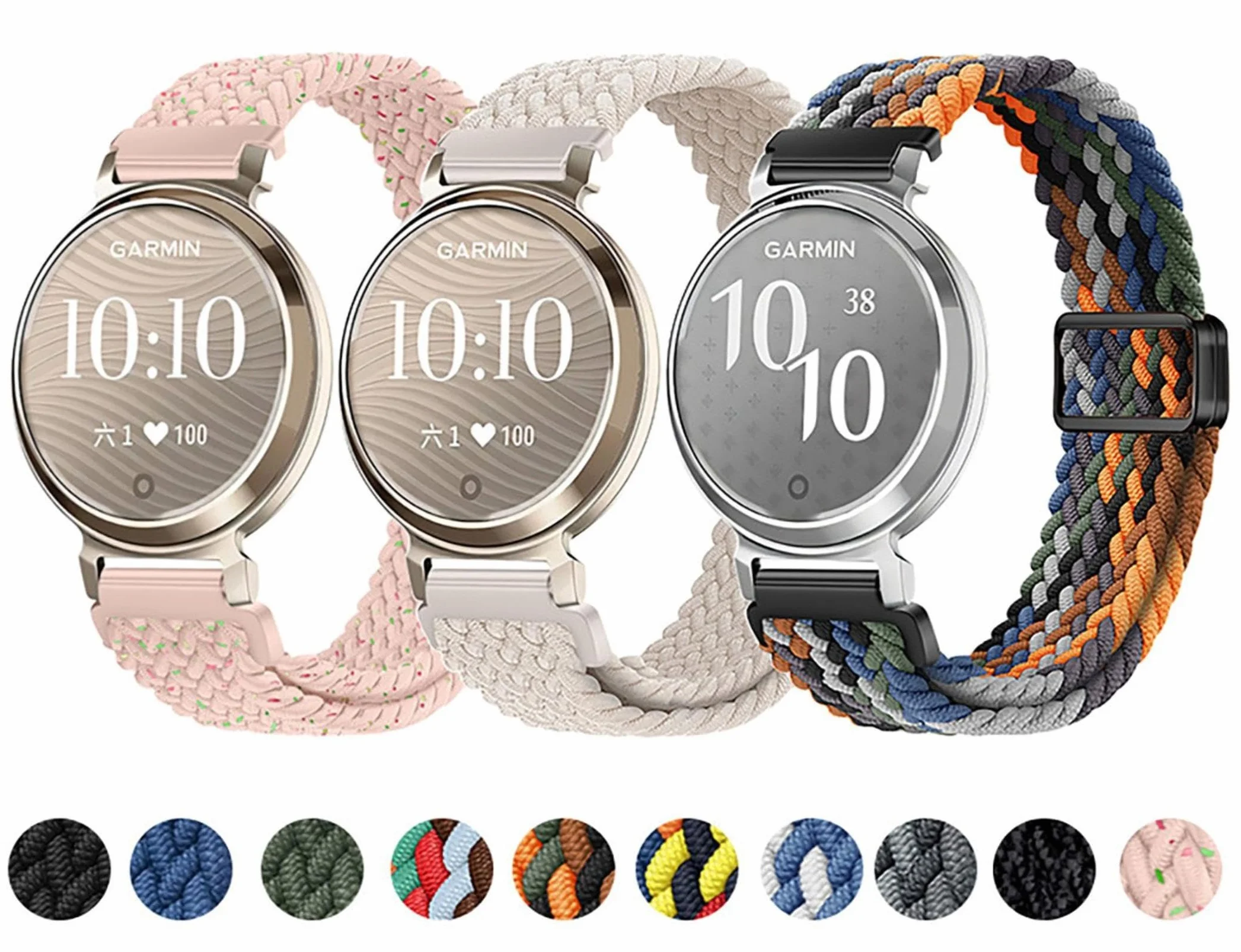 GIOPUEY Pasek kompatybilny z Garmin Lily 2, elastyczny nylonowy pleciony pasek, zamiennik paska [unisex]