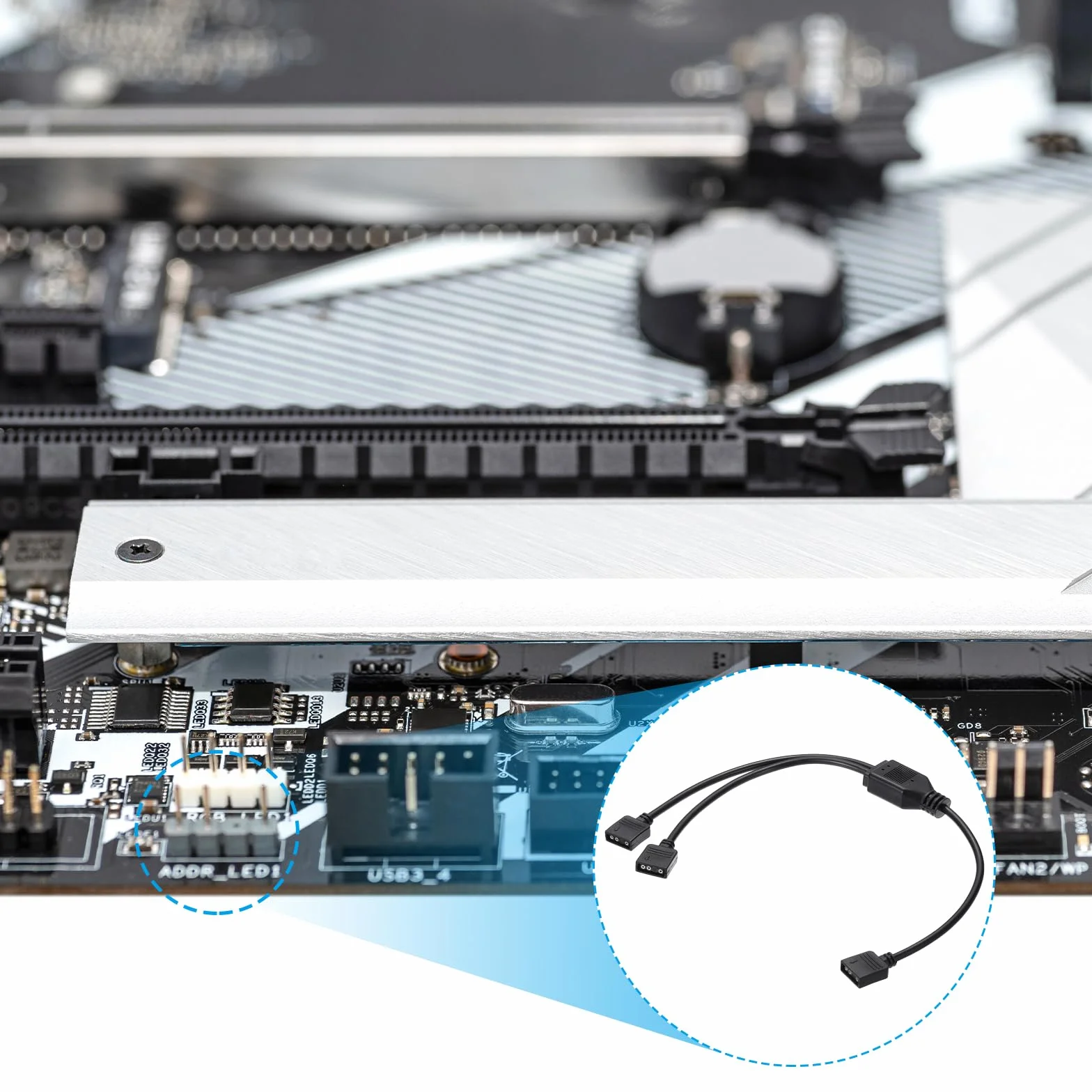 QUARKZMAN 2 szt. Kabel rozdzielacza ARGB, 5V 12" 3-pinowy 1 do 2 Żeński na Żeński Kabel ARGB z 3-pinowymi złączami męskimi do wentylatora PC/świateł LED ARGB, czarny